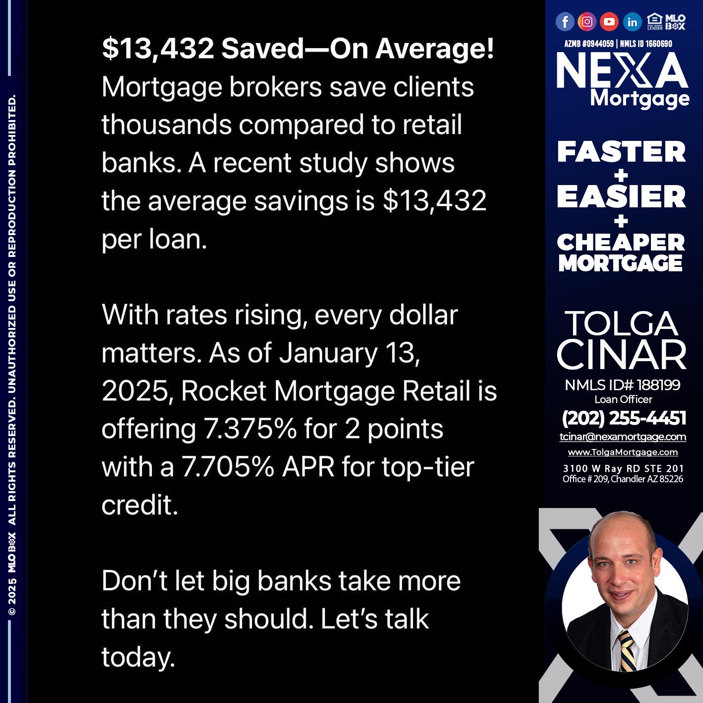 saved on average - Tolga Cinar -Mortgage Loan Originator