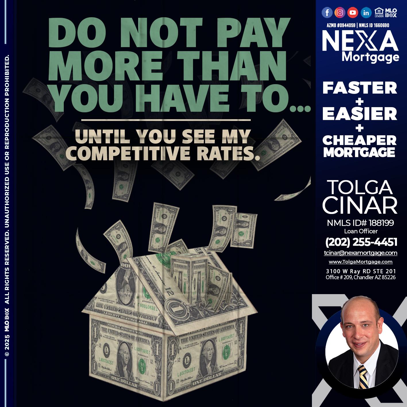 DO NOT PAY - Tolga Cinar -Mortgage Loan Originator