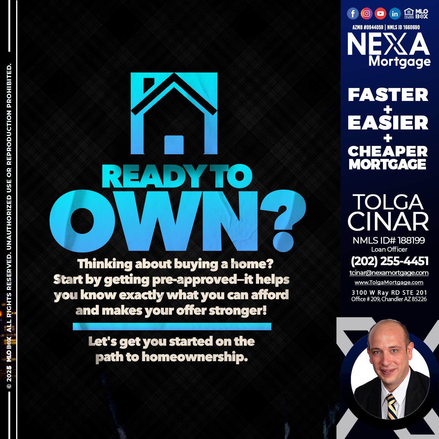 READY TO OWN - Tolga Cinar -Mortgage Loan Originator