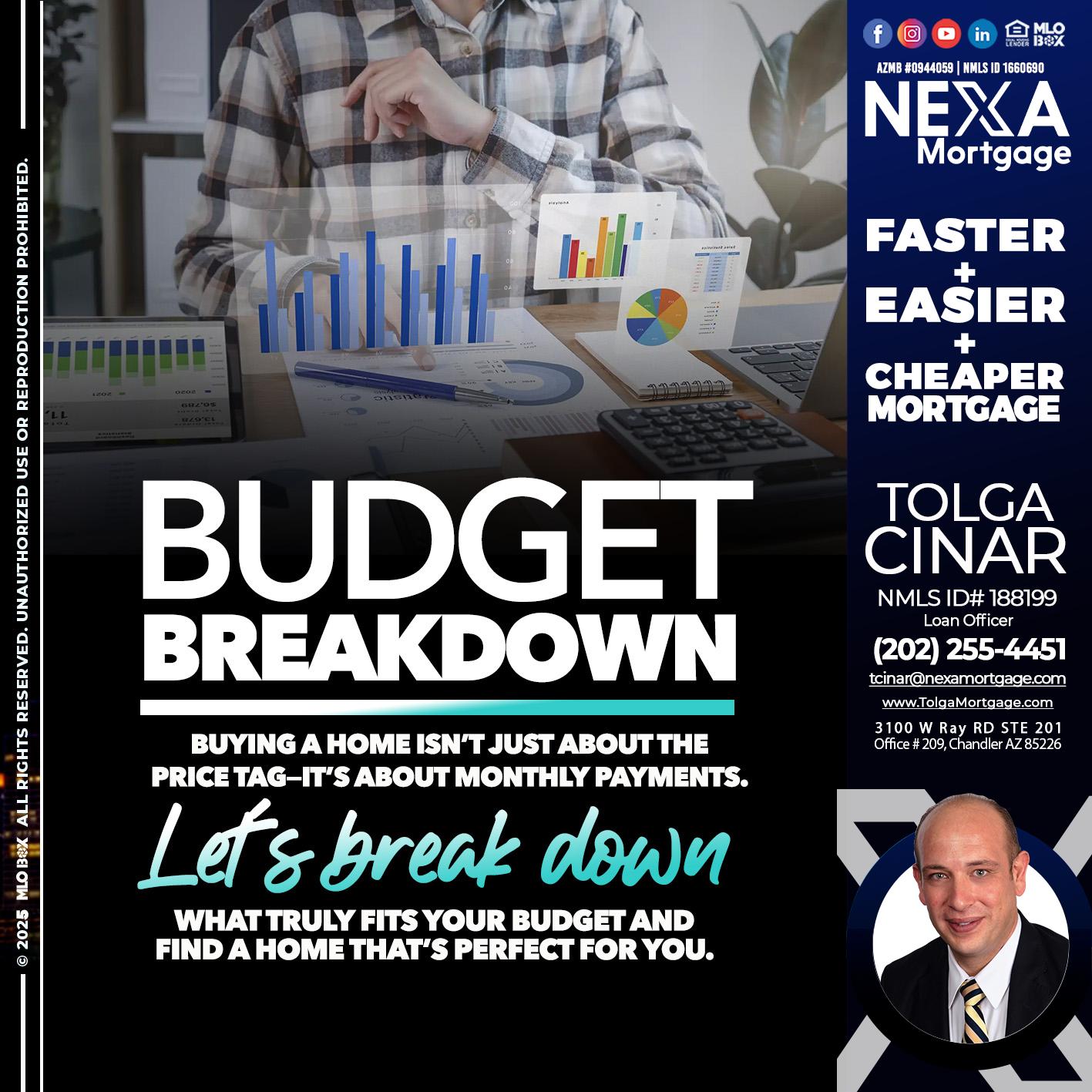 BUDGET BREAKDOWN - Tolga Cinar -Mortgage Loan Originator