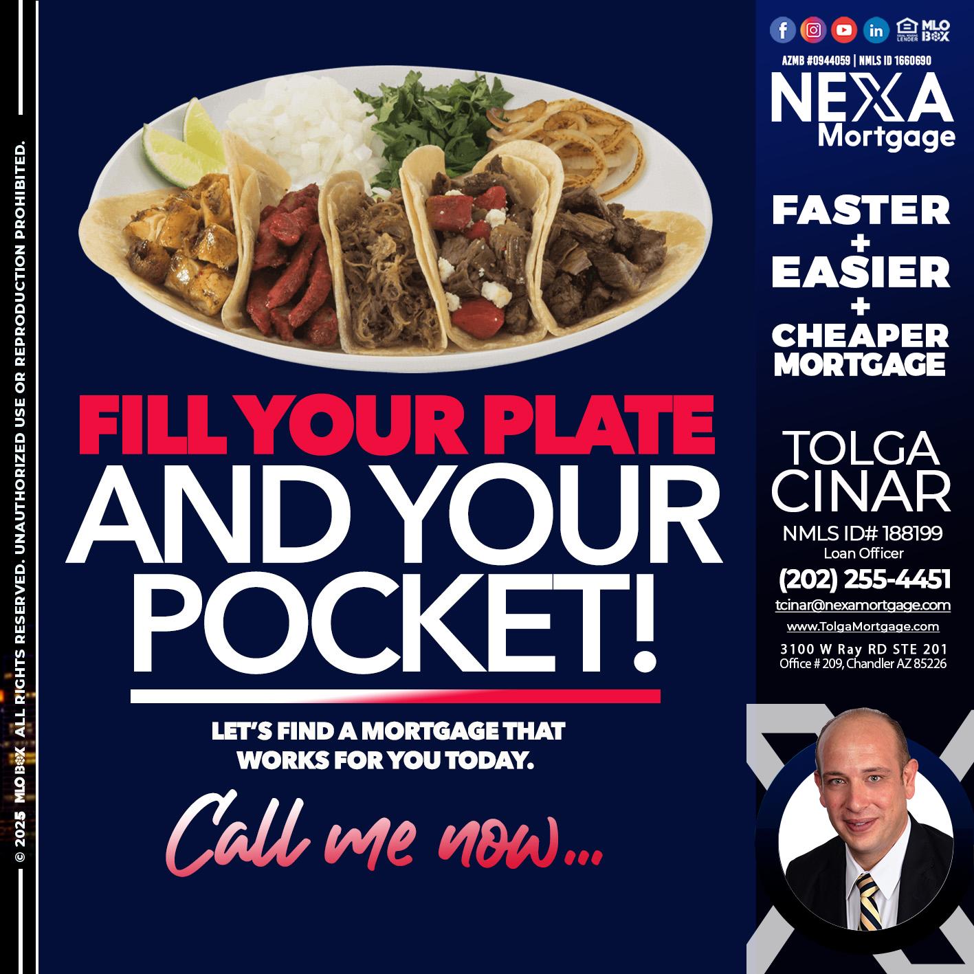 FILL YOUR PLATE - Tolga Cinar -Mortgage Loan Originator