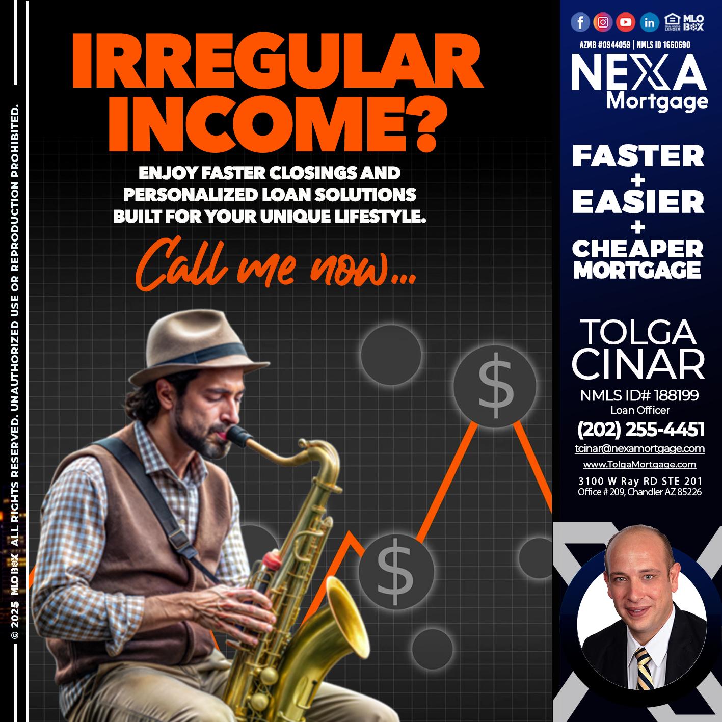 IRREGULAR INCOME - Tolga Cinar -Mortgage Loan Originator