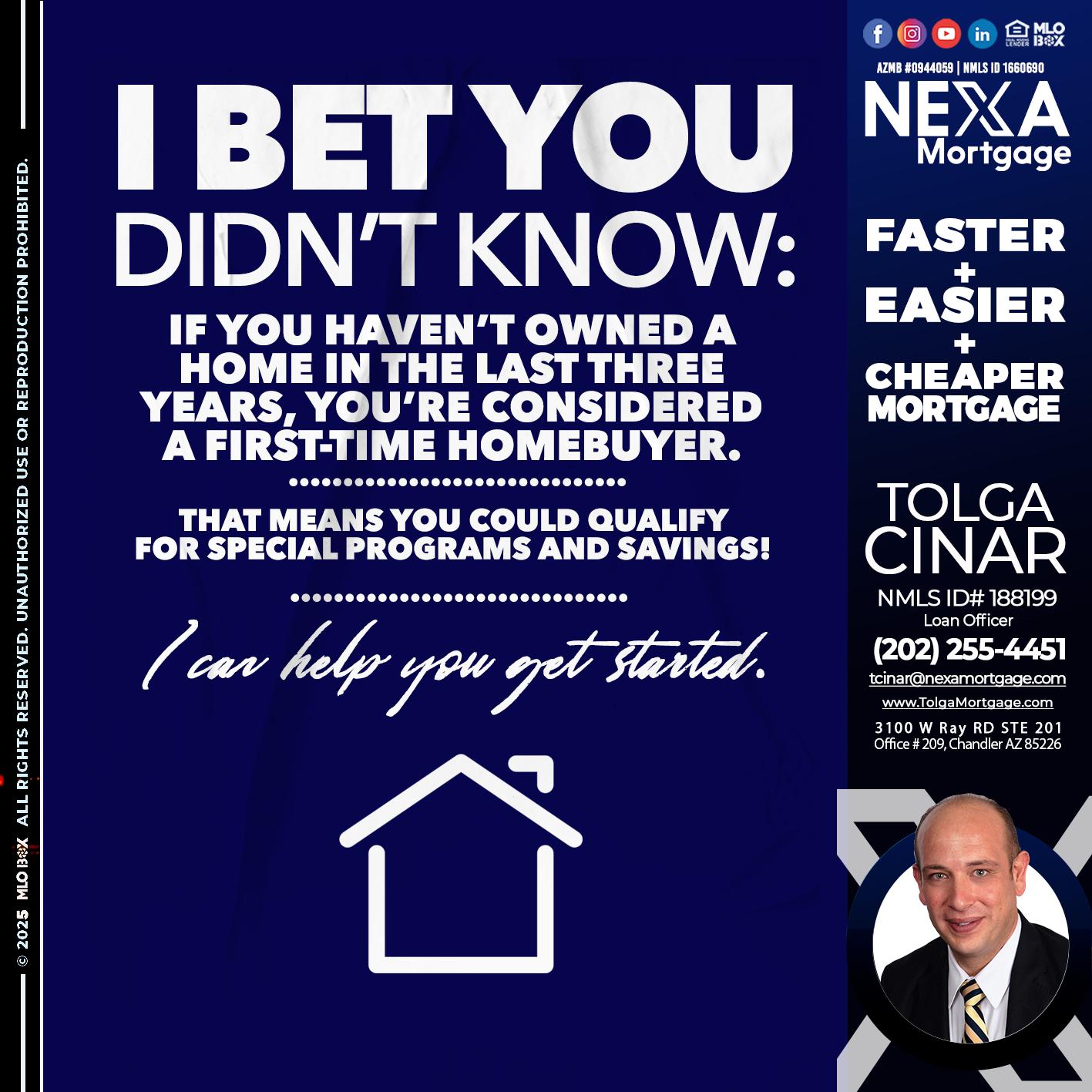 I BET YOU KNOW - Tolga Cinar -Mortgage Loan Originator