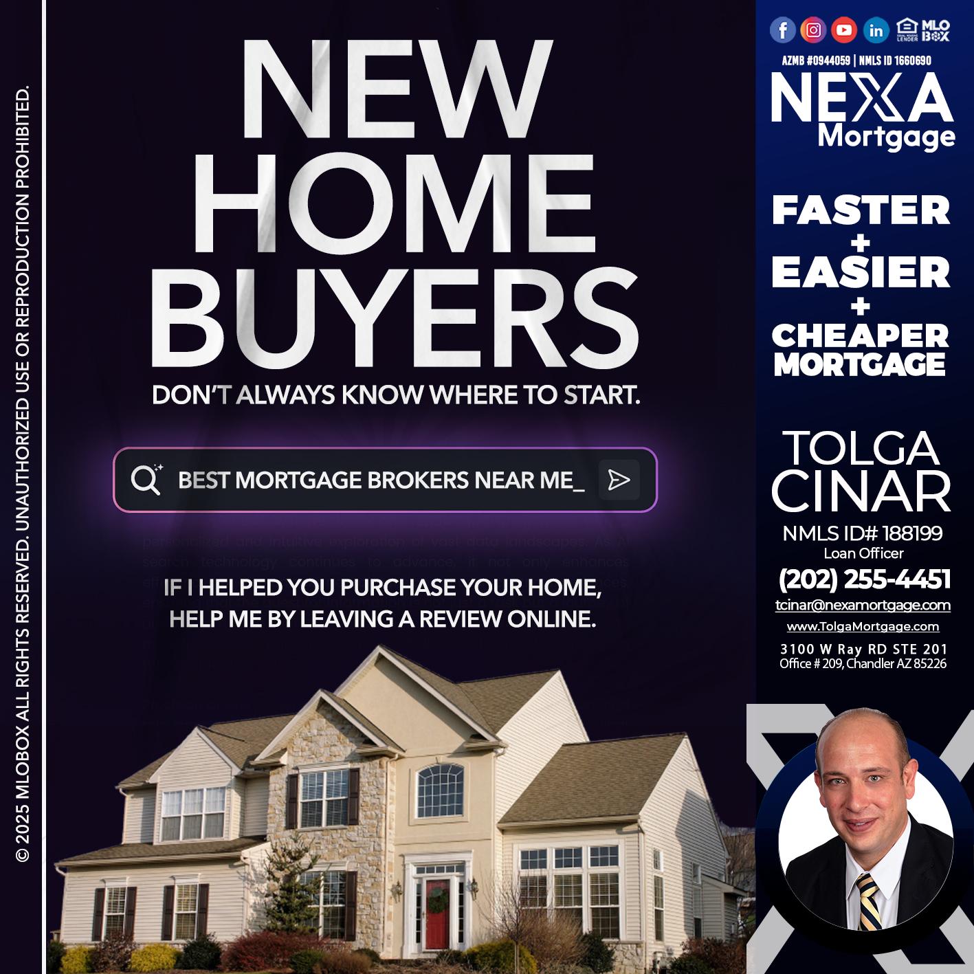 NEW HOME BUYERS - Tolga Cinar -Mortgage Loan Originator
