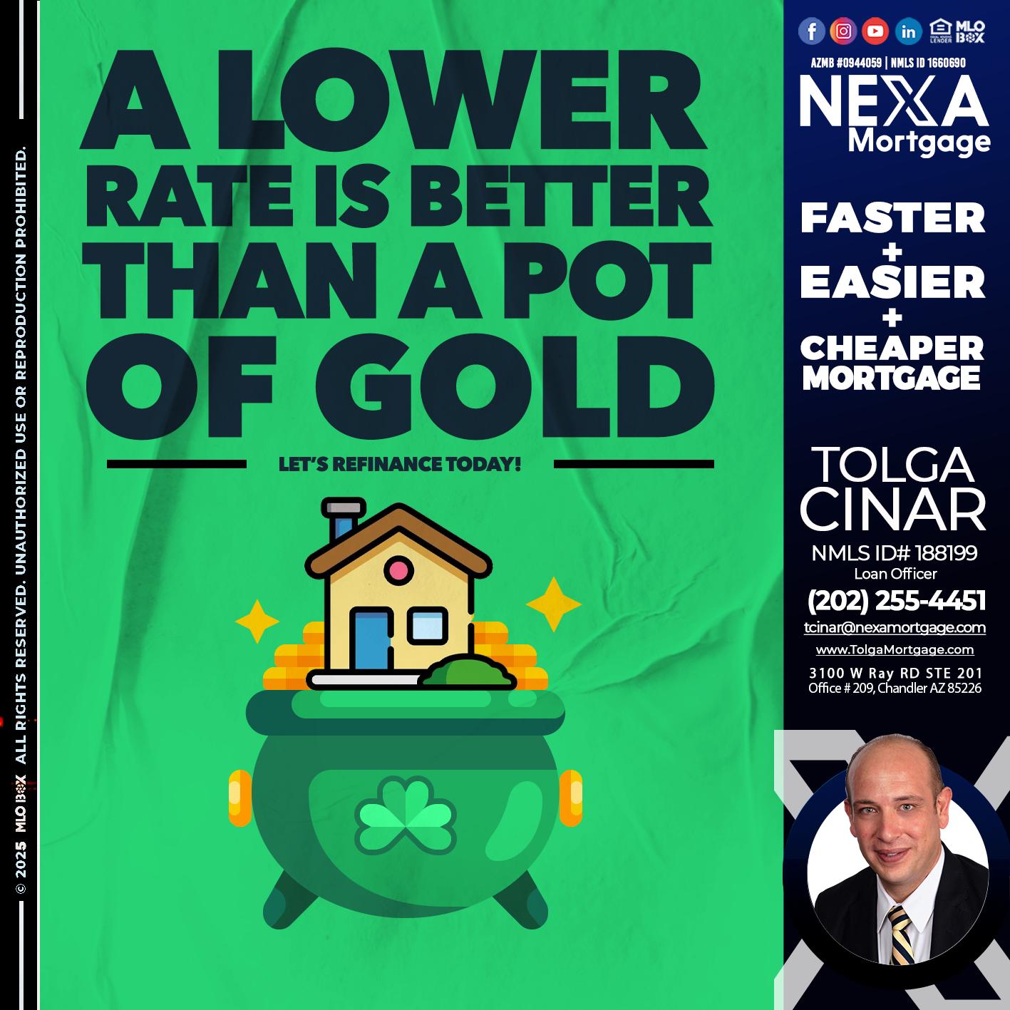 A LOWER RATE - Tolga Cinar -Mortgage Loan Originator