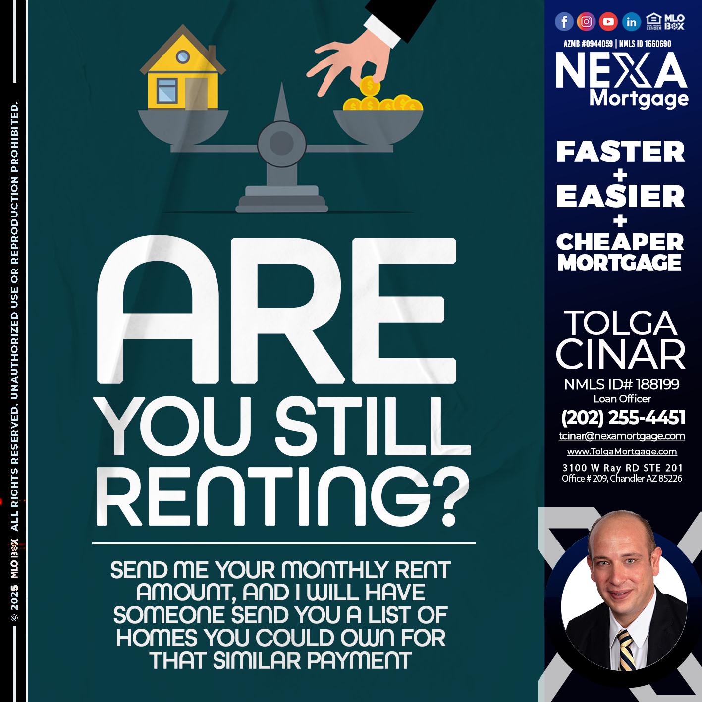 ARE YOU STILL RENTING? - Tolga Cinar -Mortgage Loan Originator