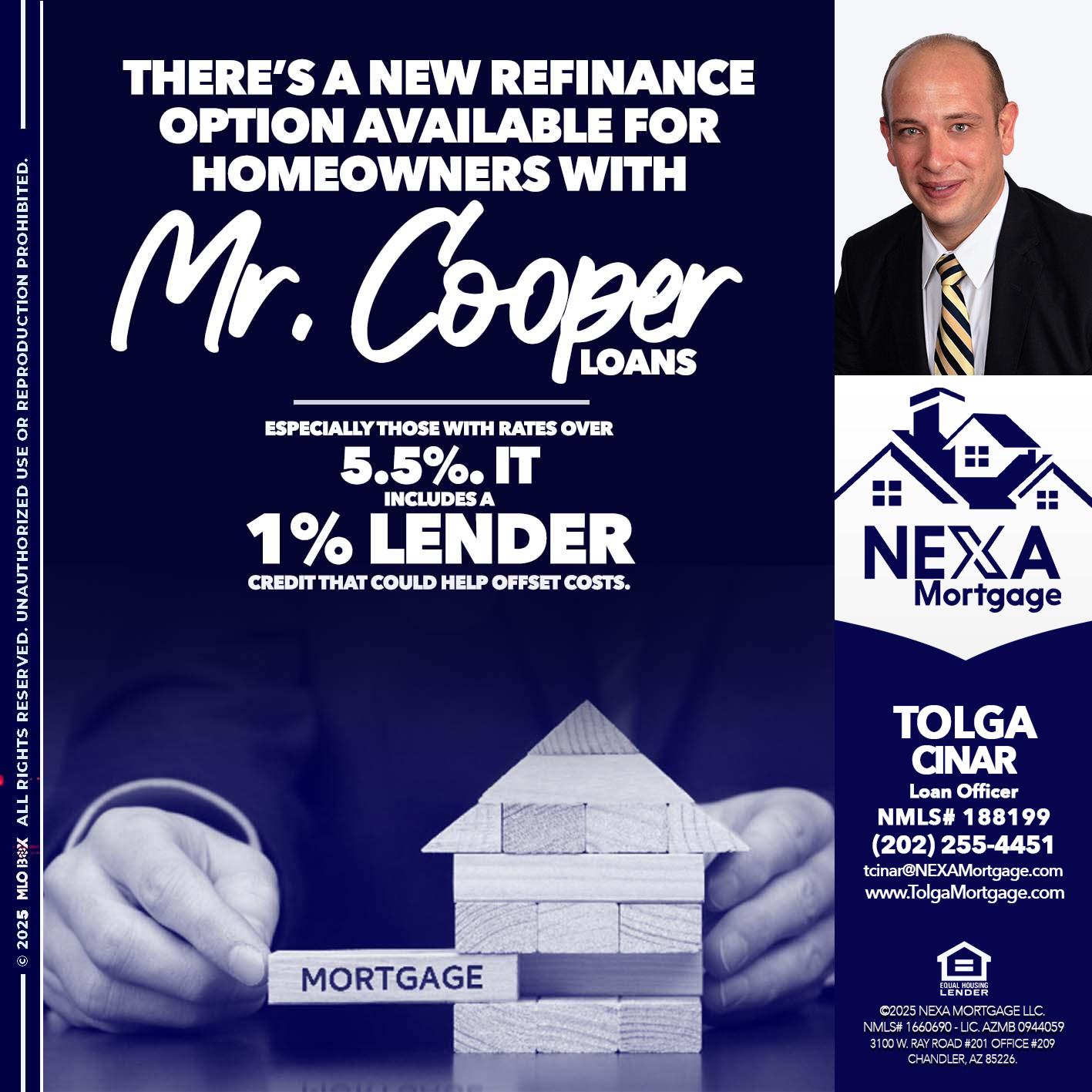 Mr. Cooper loans - Tolga Cinar -Mortgage Loan Originator