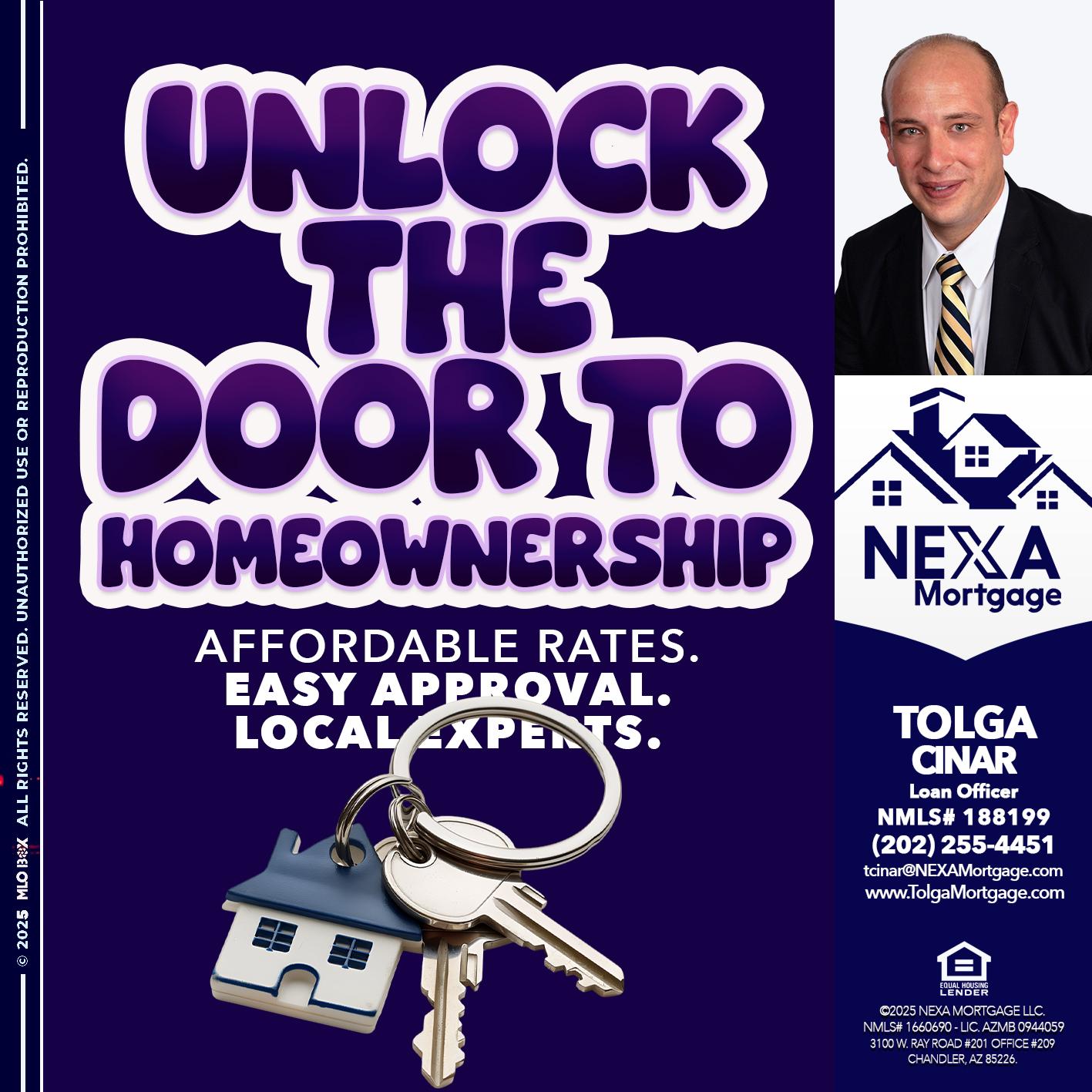 UNLOCK THE DOOR - Tolga Cinar -Mortgage Loan Originator