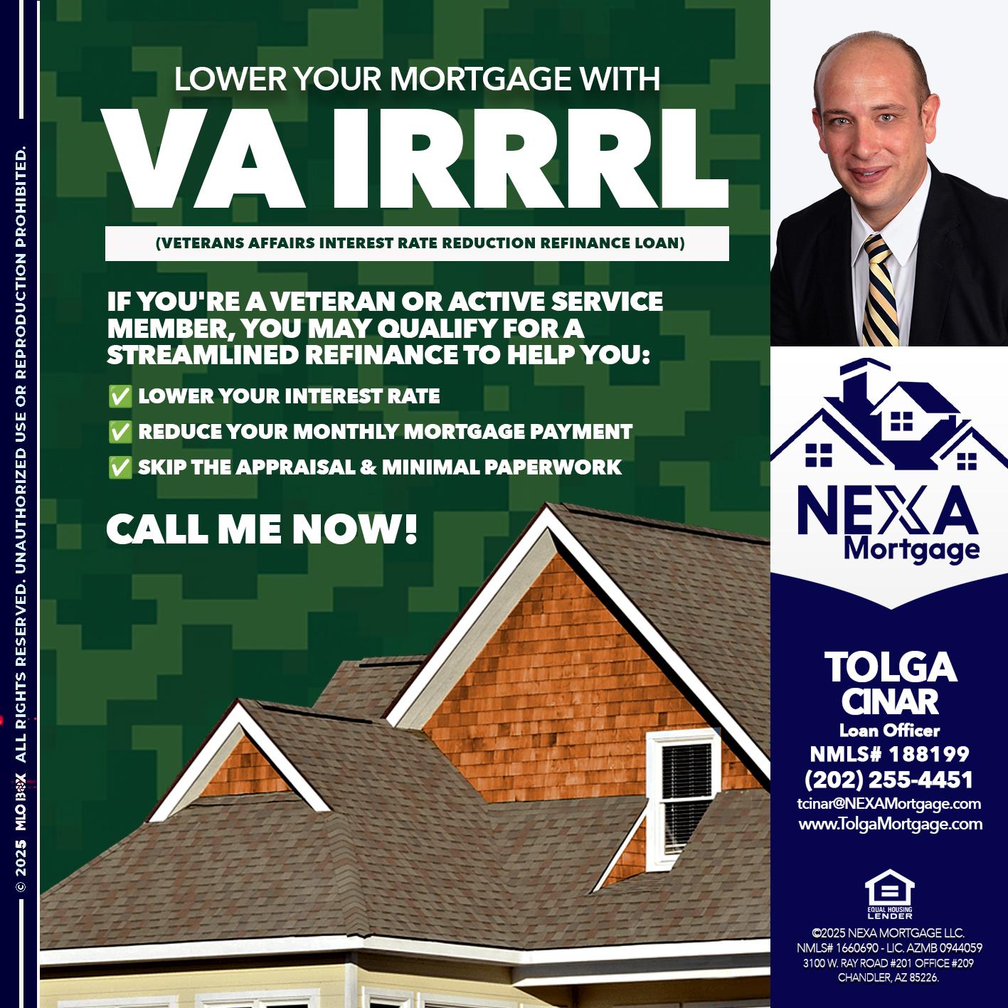 VA IRRRL - Tolga Cinar -Mortgage Loan Originator