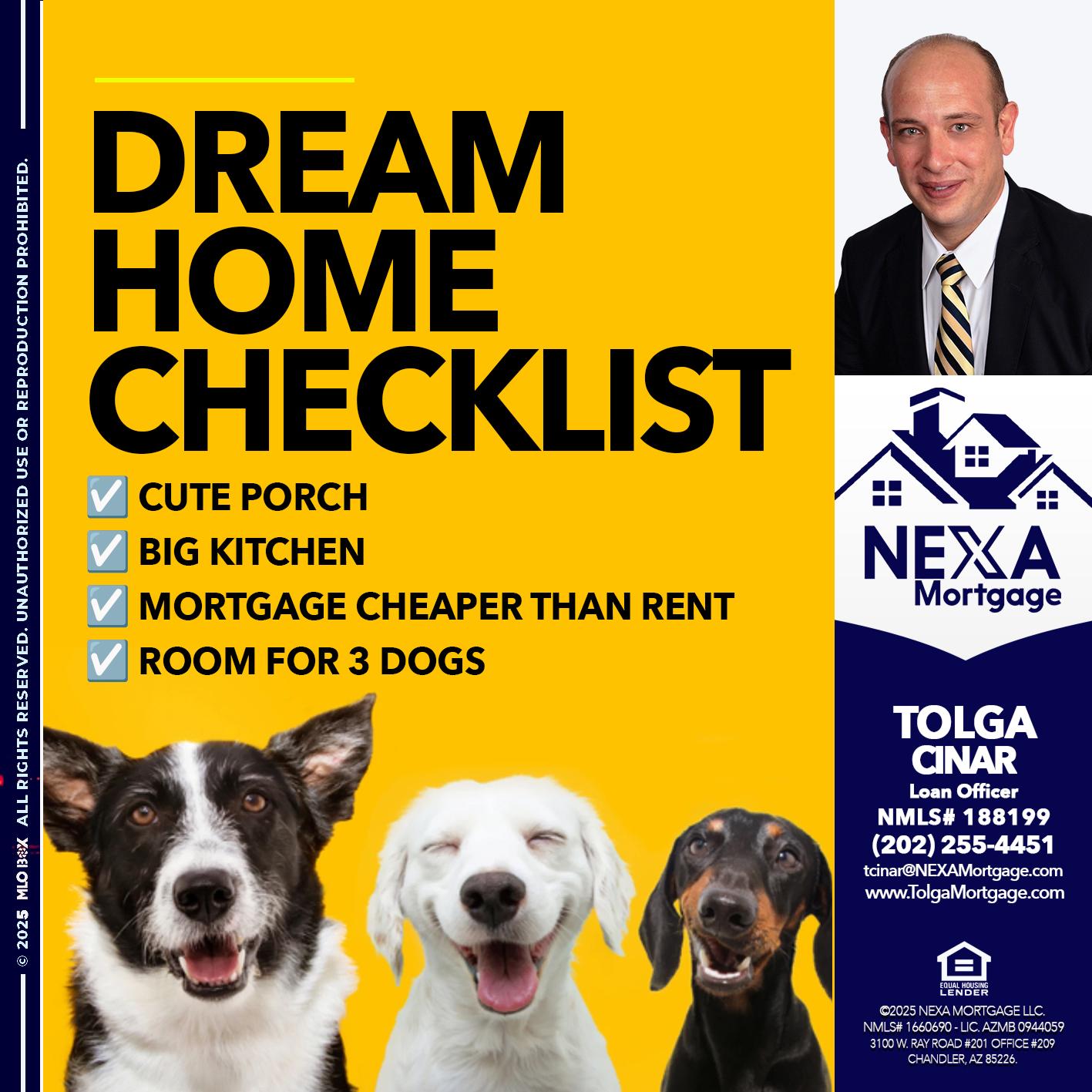 DREAM HOME CHEK LIST - Tolga Cinar -Mortgage Loan Originator