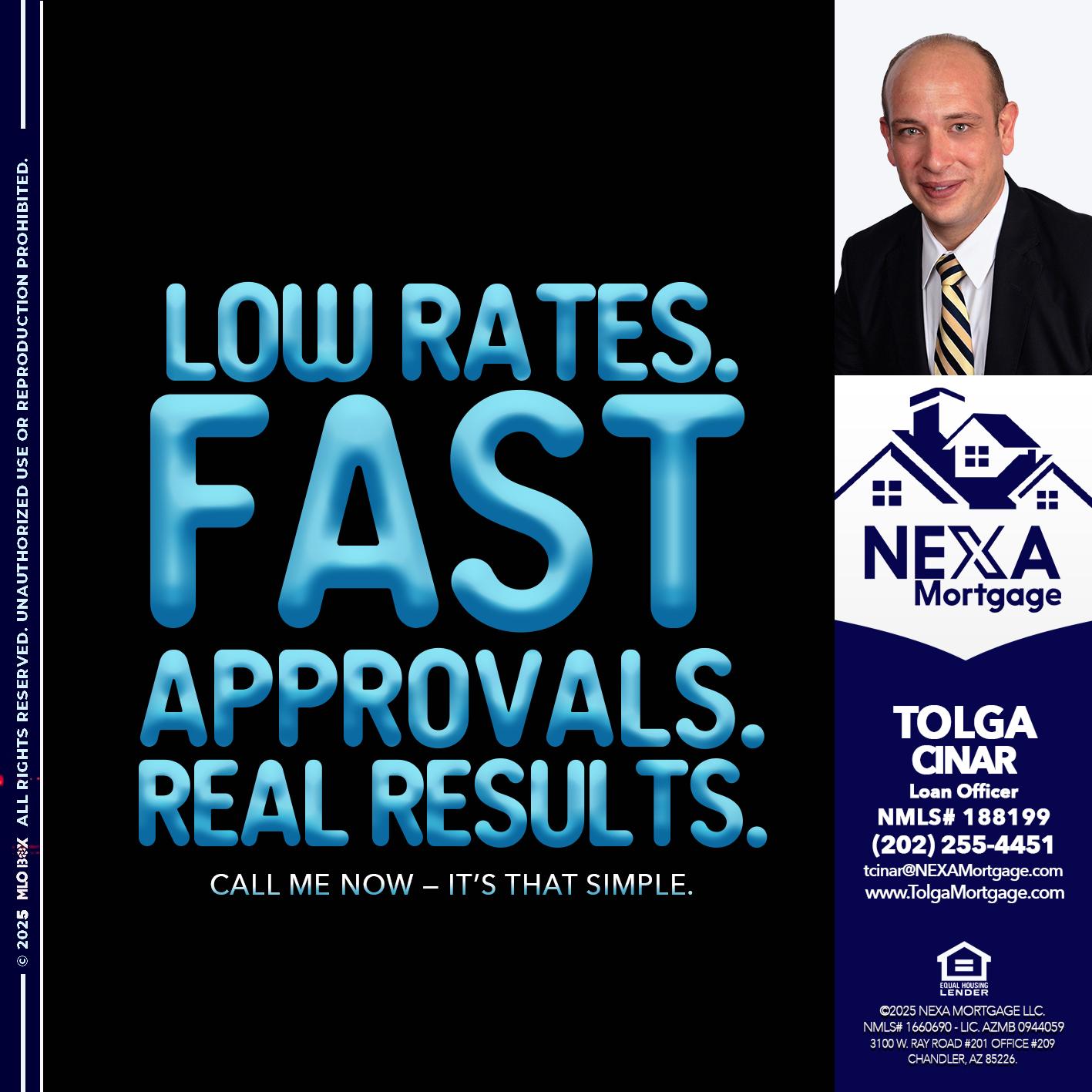 LOW RATES - Tolga Cinar -Mortgage Loan Originator