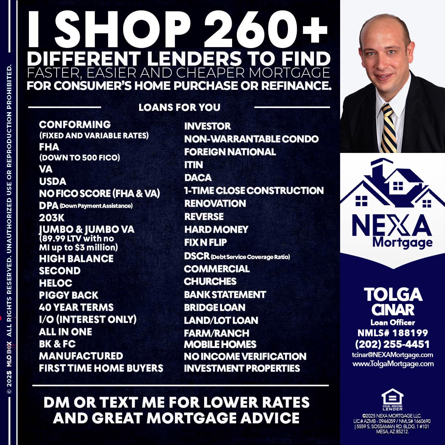 I SHOP +260 - Tolga Cinar -Mortgage Loan Originator