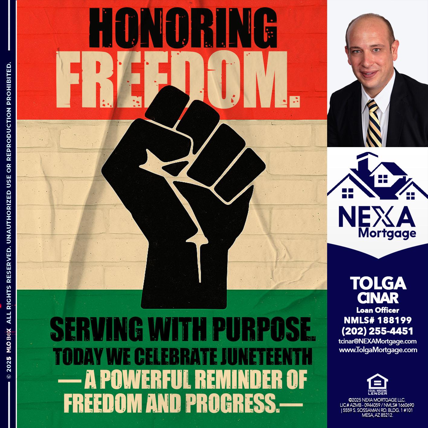 HONORING FREEDOM - Tolga Cinar -Mortgage Loan Originator