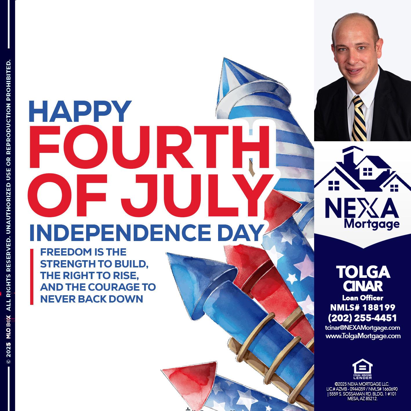 HAPPY FOURTH OF JULY - Tolga Cinar -Mortgage Loan Originator