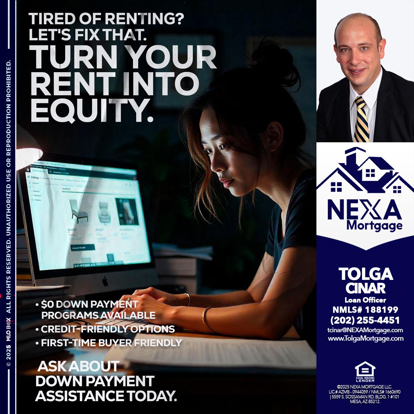 tired of renting? - Tolga Cinar -Mortgage Loan Originator