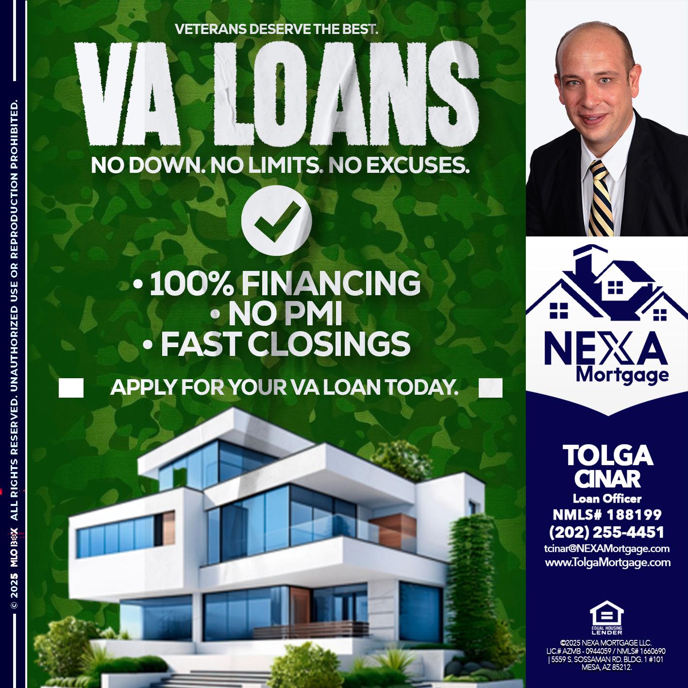 VA LOANS - Tolga Cinar -Mortgage Loan Originator