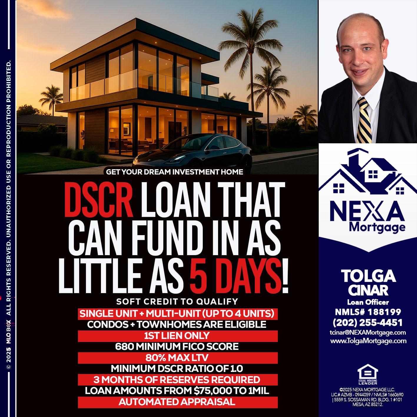 DSCR LOAN - Tolga Cinar -Mortgage Loan Originator