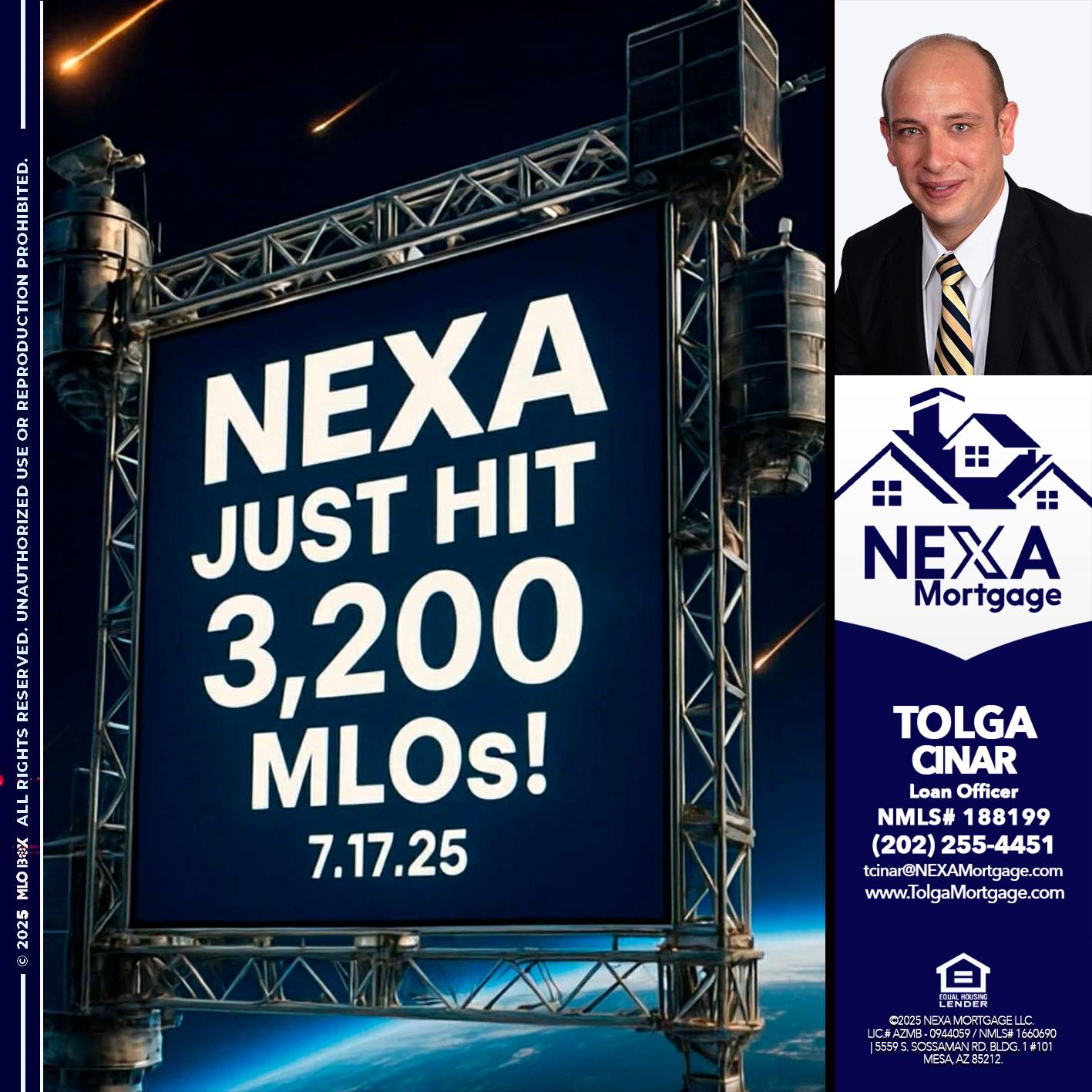 NEXA JUST HIT 3,200 - Tolga Cinar -Mortgage Loan Originator