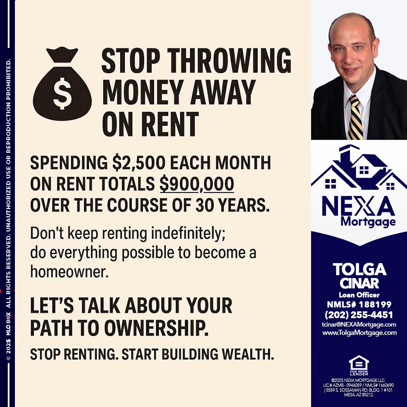 STOP THROWING - Tolga Cinar -Mortgage Loan Originator