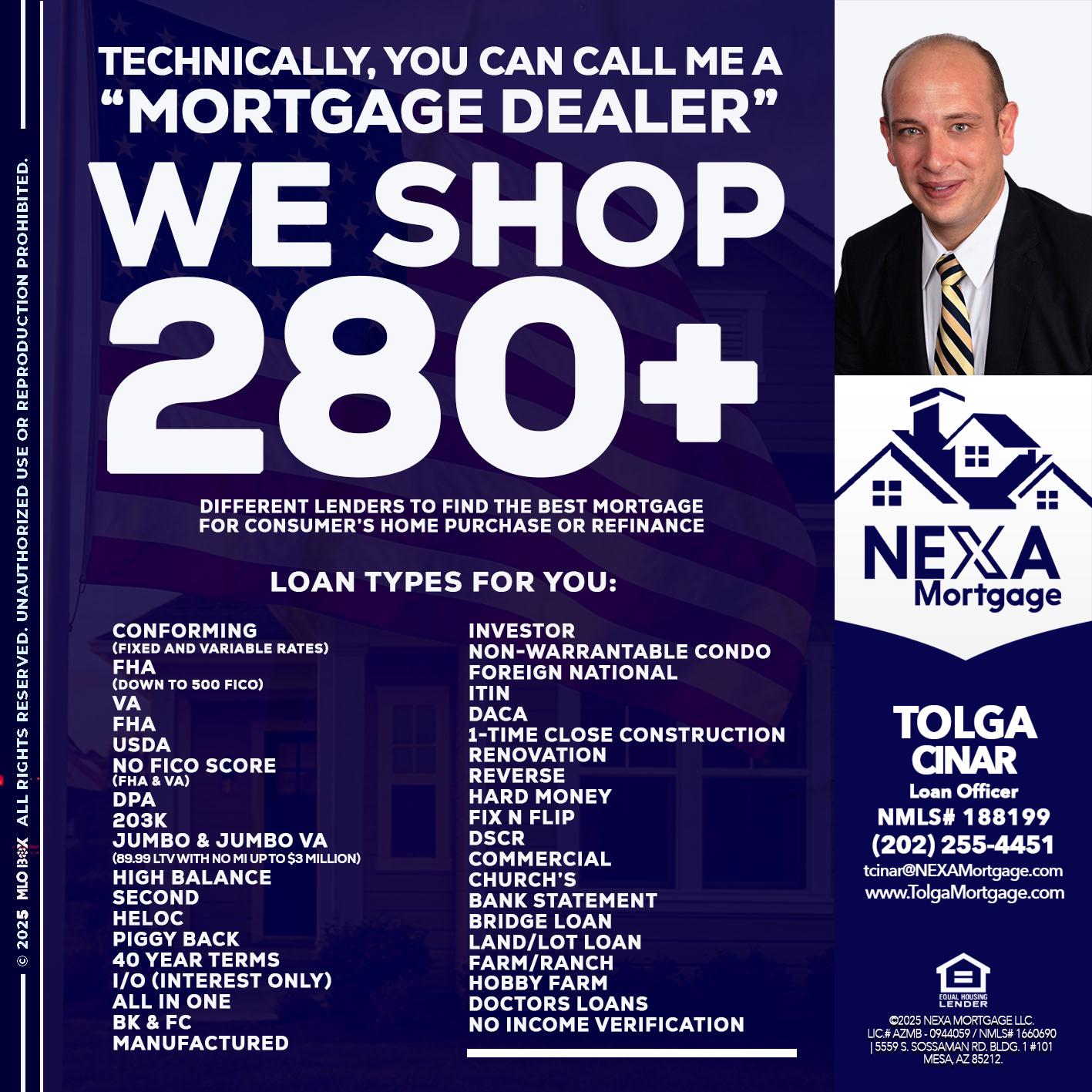 WE SHOP 280 + - Tolga Cinar -Mortgage Loan Originator