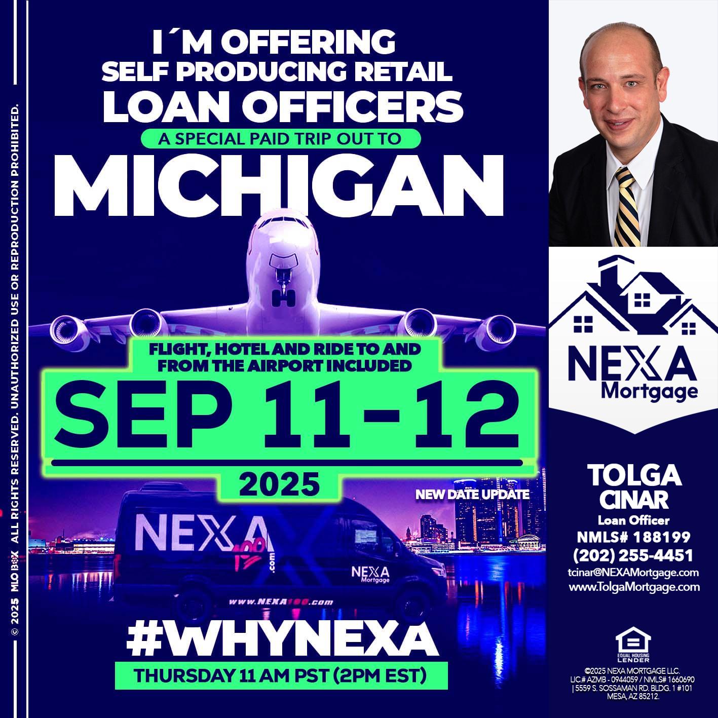 michigan sep 11-12 - Tolga Cinar -Mortgage Loan Originator
