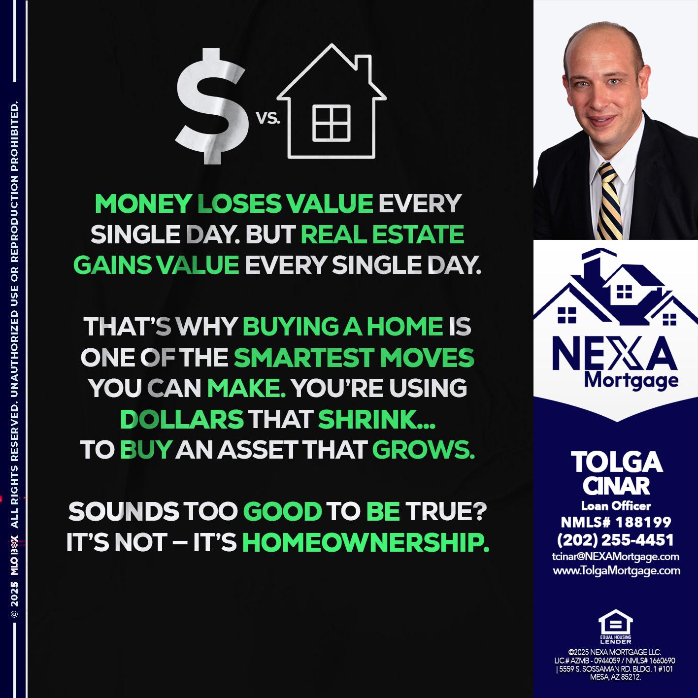 MONEY LOSES VALUE - Tolga Cinar -Mortgage Loan Originator