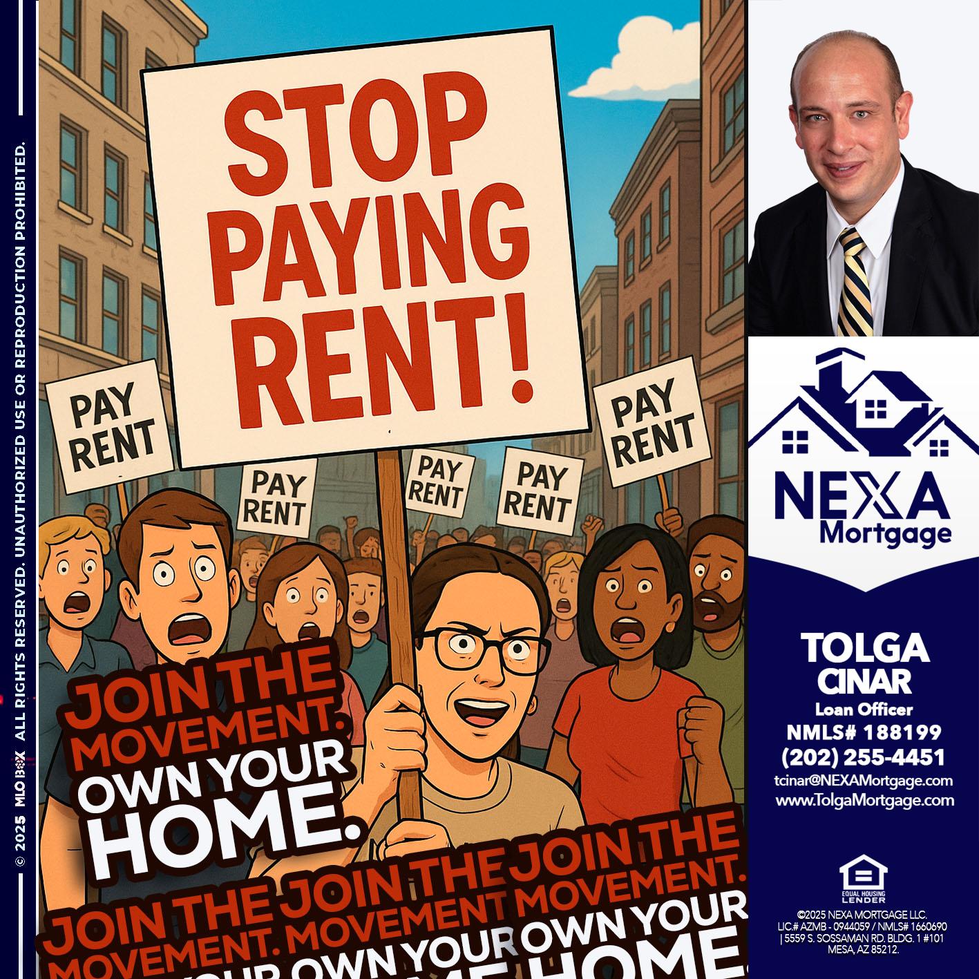stop paying rent - Tolga Cinar -Mortgage Loan Originator