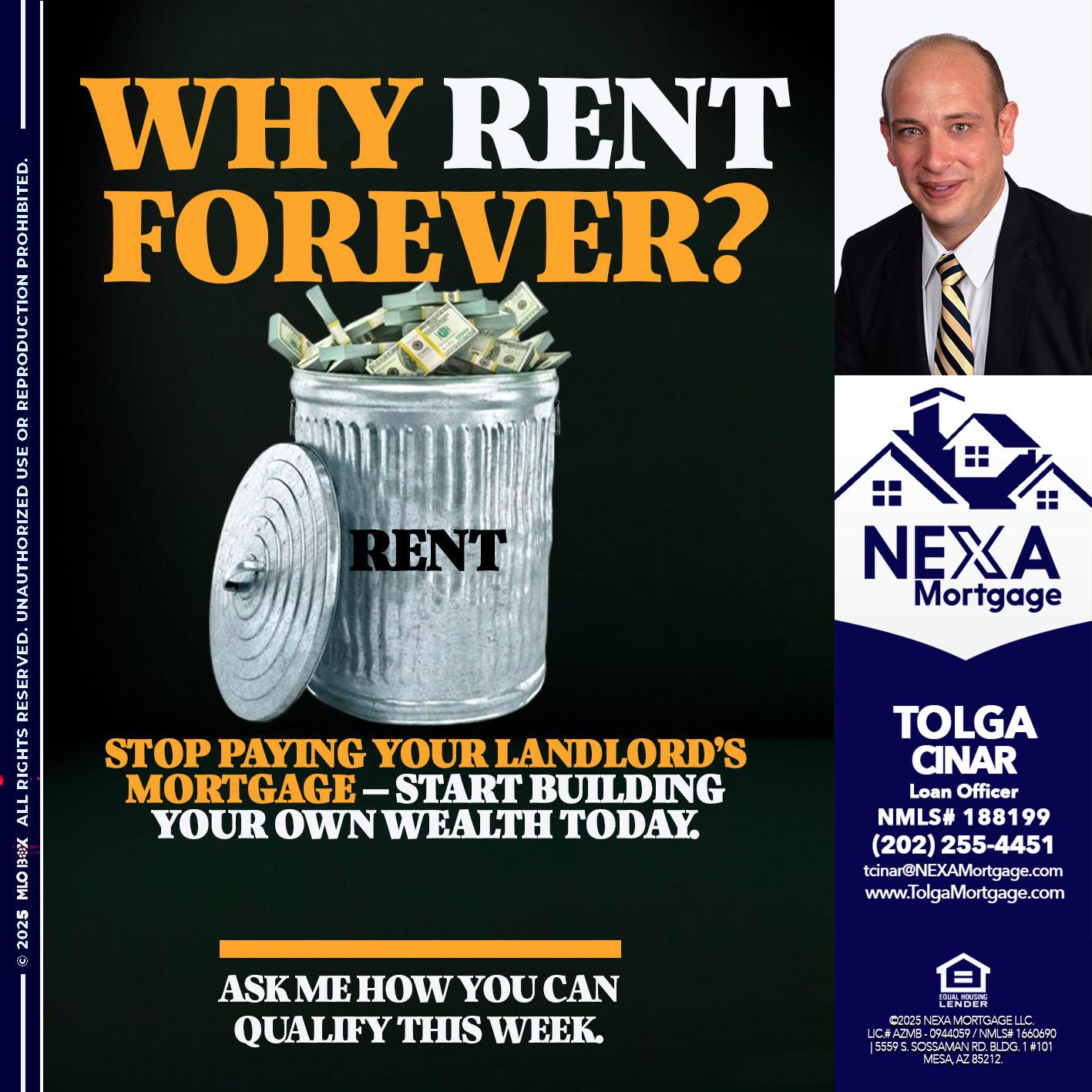 why rent? - Tolga Cinar -Mortgage Loan Originator