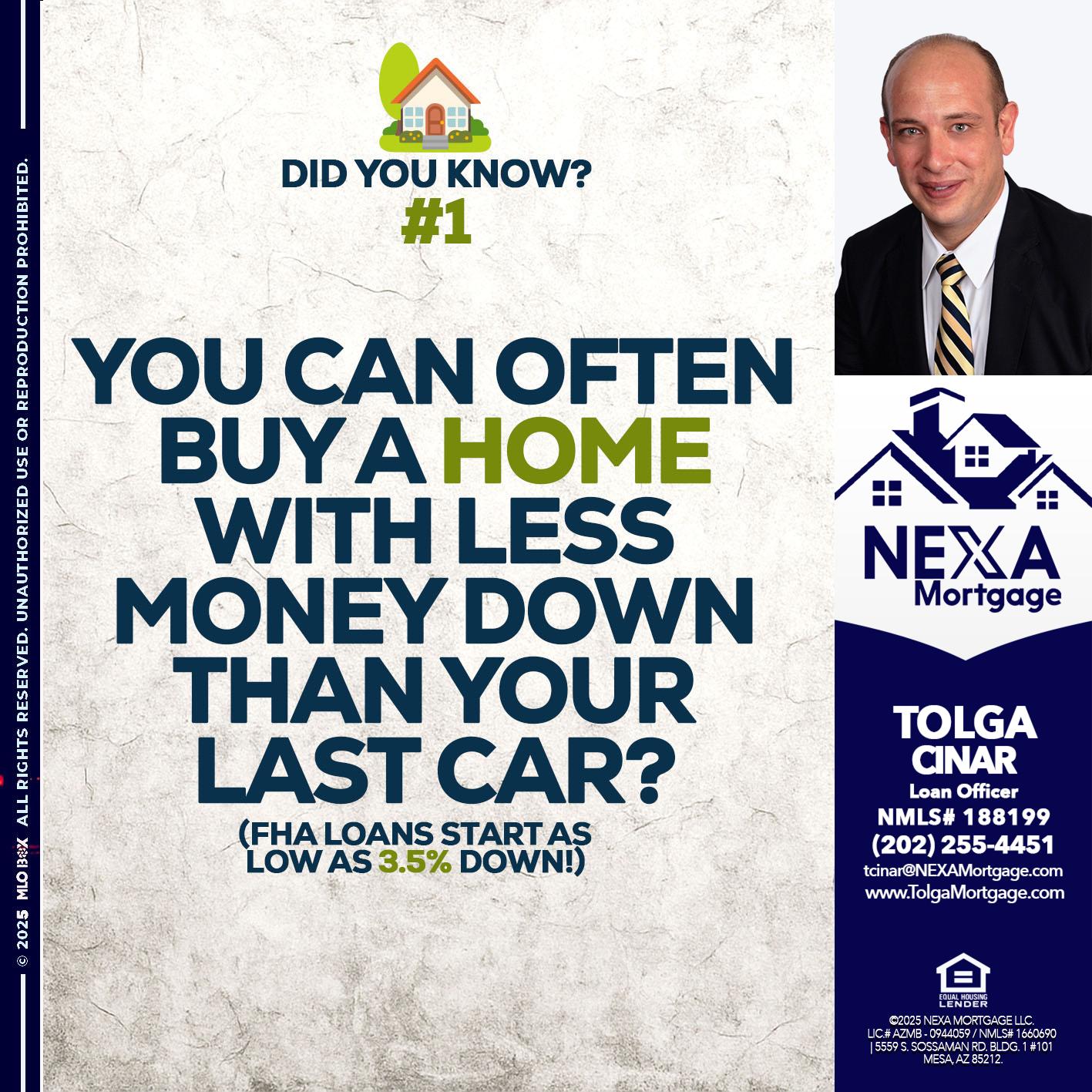 DID YOU KNOW #1 - Tolga Cinar -Mortgage Loan Originator