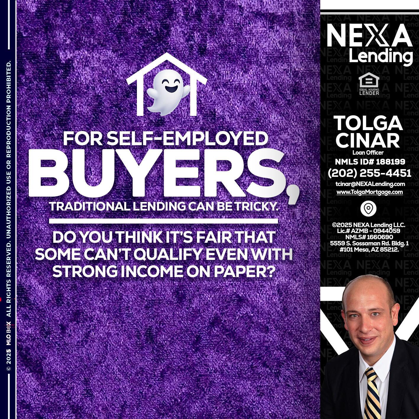 for self employed - Tolga Cinar -Mortgage Loan Originator