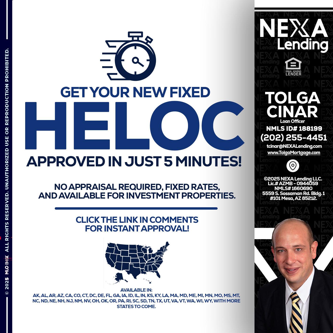 HELOC - Tolga Cinar -Mortgage Loan Originator