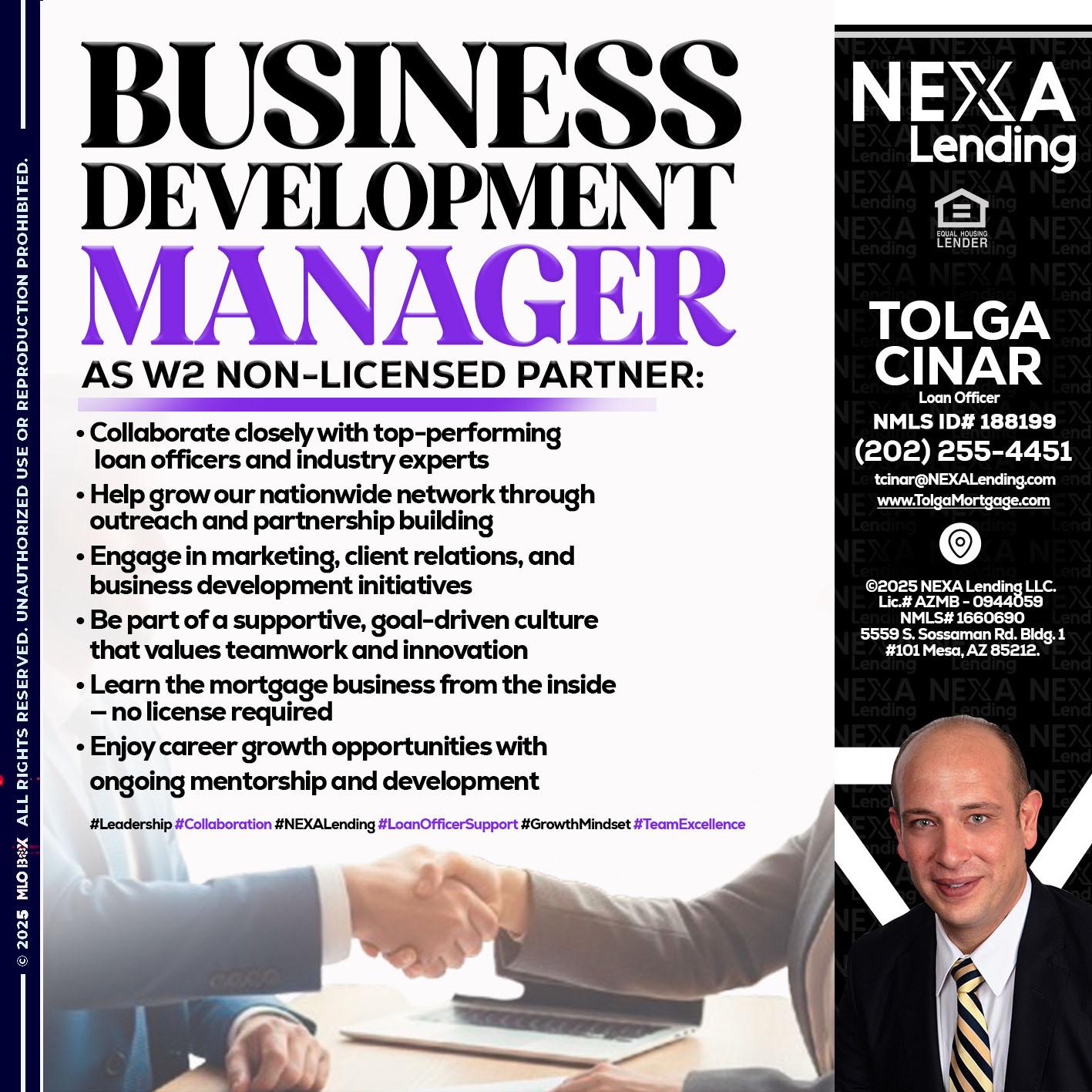 business development - Tolga Cinar -Mortgage Loan Originator
