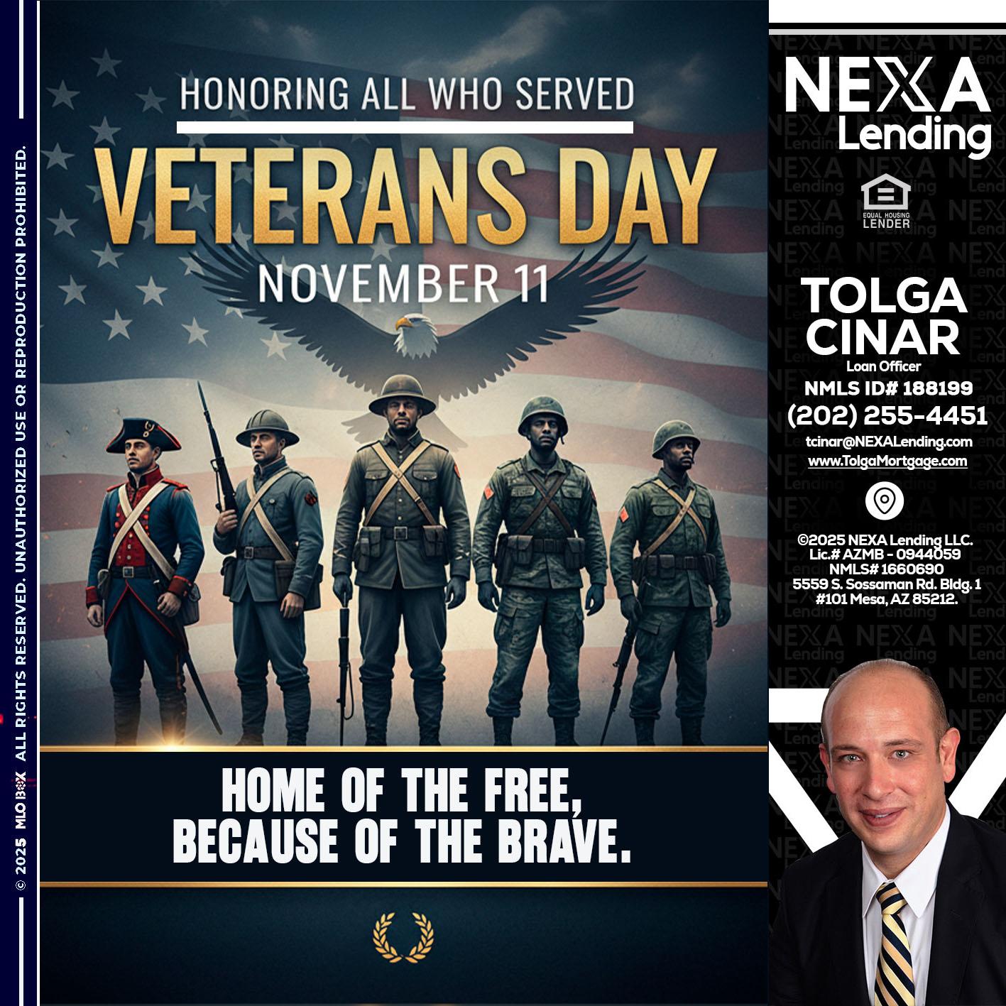 Veterans Day - Tolga Cinar -Mortgage Loan Originator