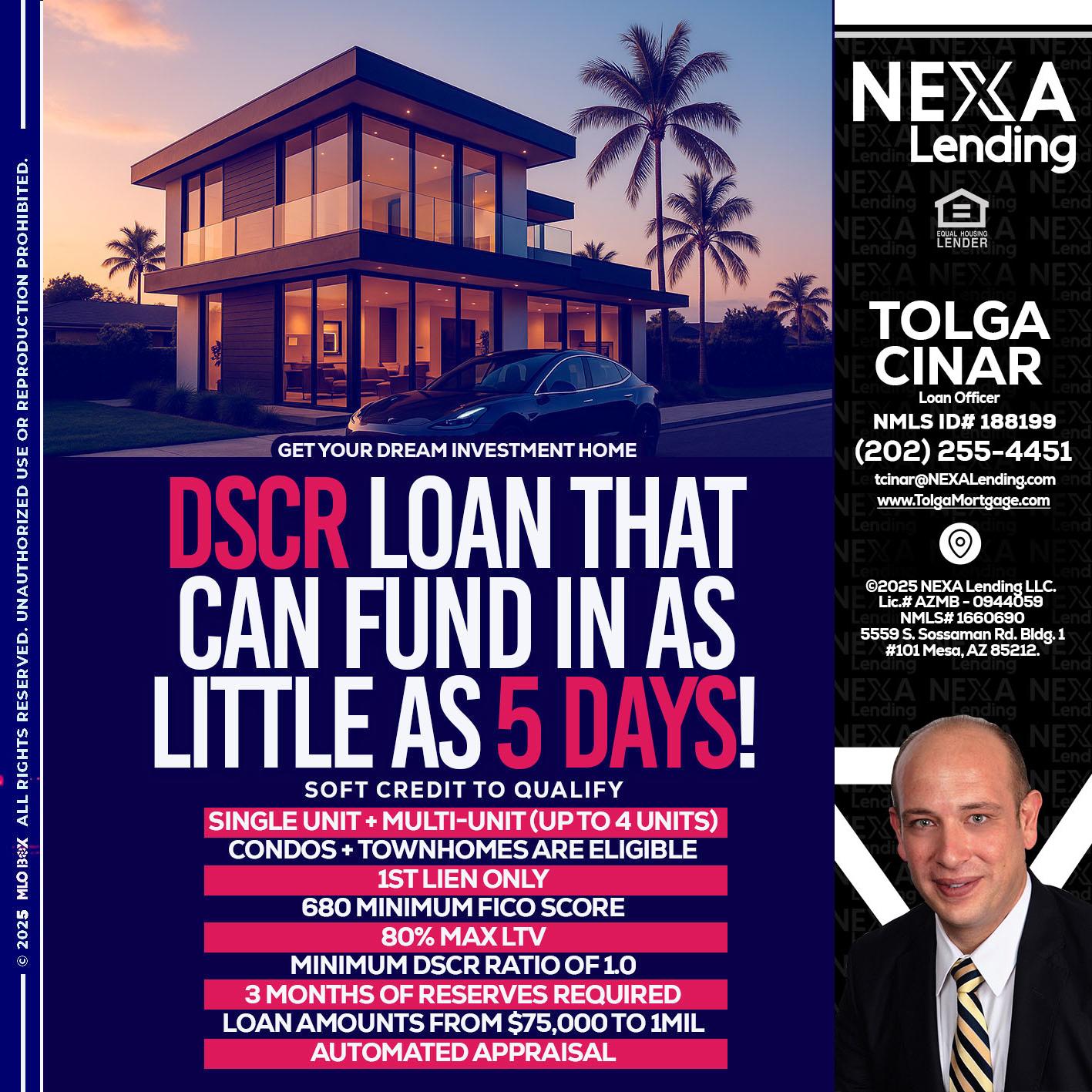 DSCR - Tolga Cinar -Mortgage Loan Originator