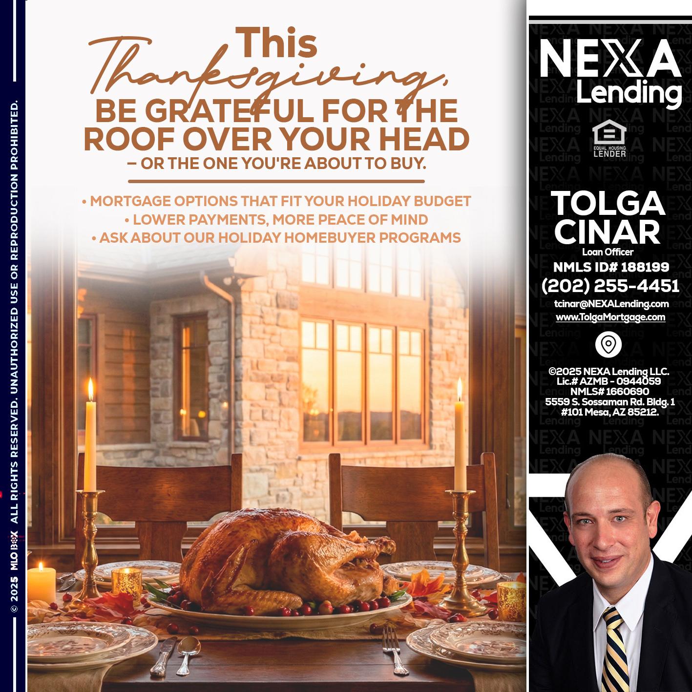 THIS THANKSGIVING - Tolga Cinar -Mortgage Loan Originator