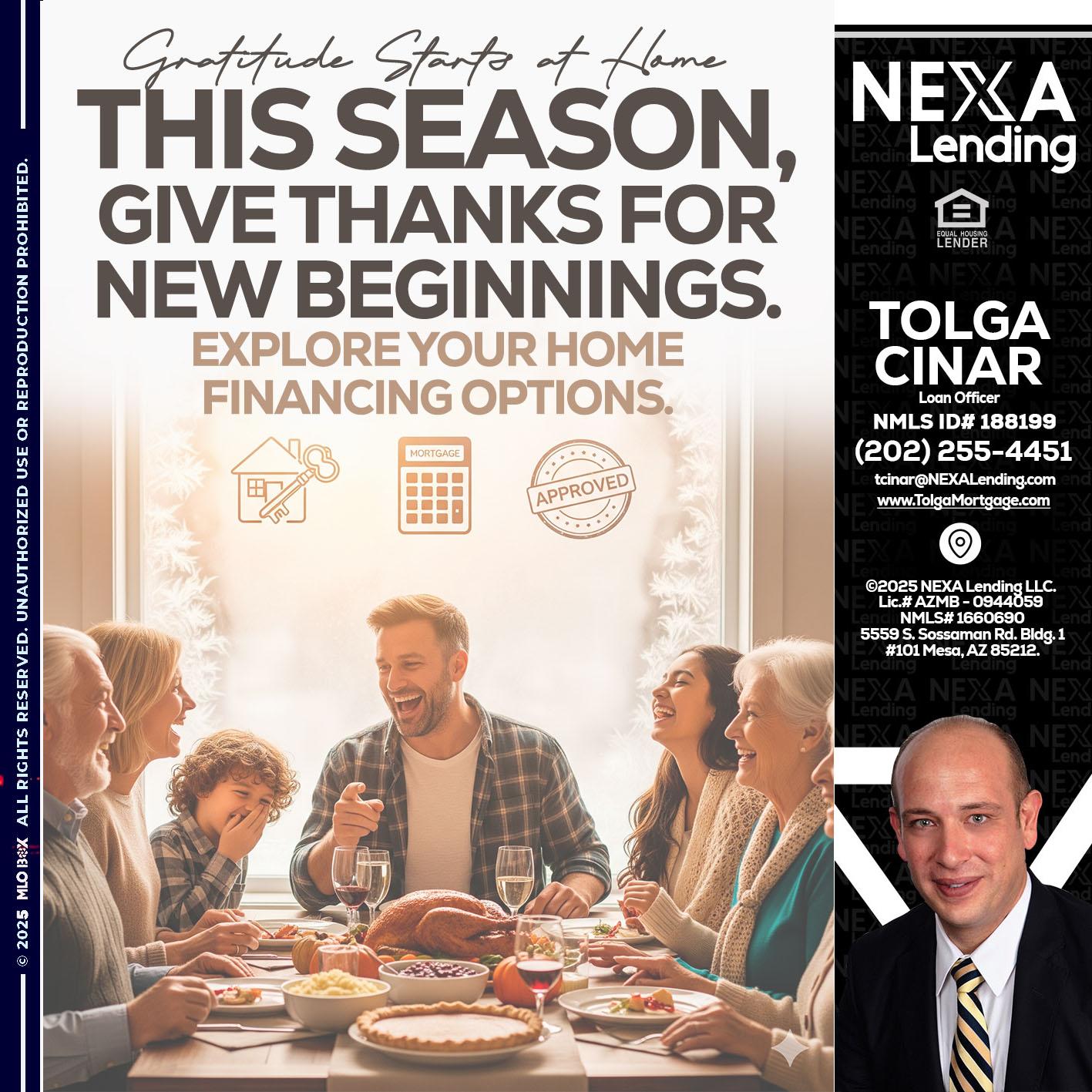 THIS SEASON - Tolga Cinar -Mortgage Loan Originator