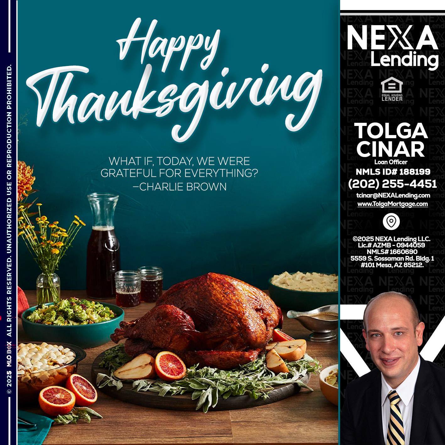 happy Thanksgiving - Tolga Cinar -Mortgage Loan Originator