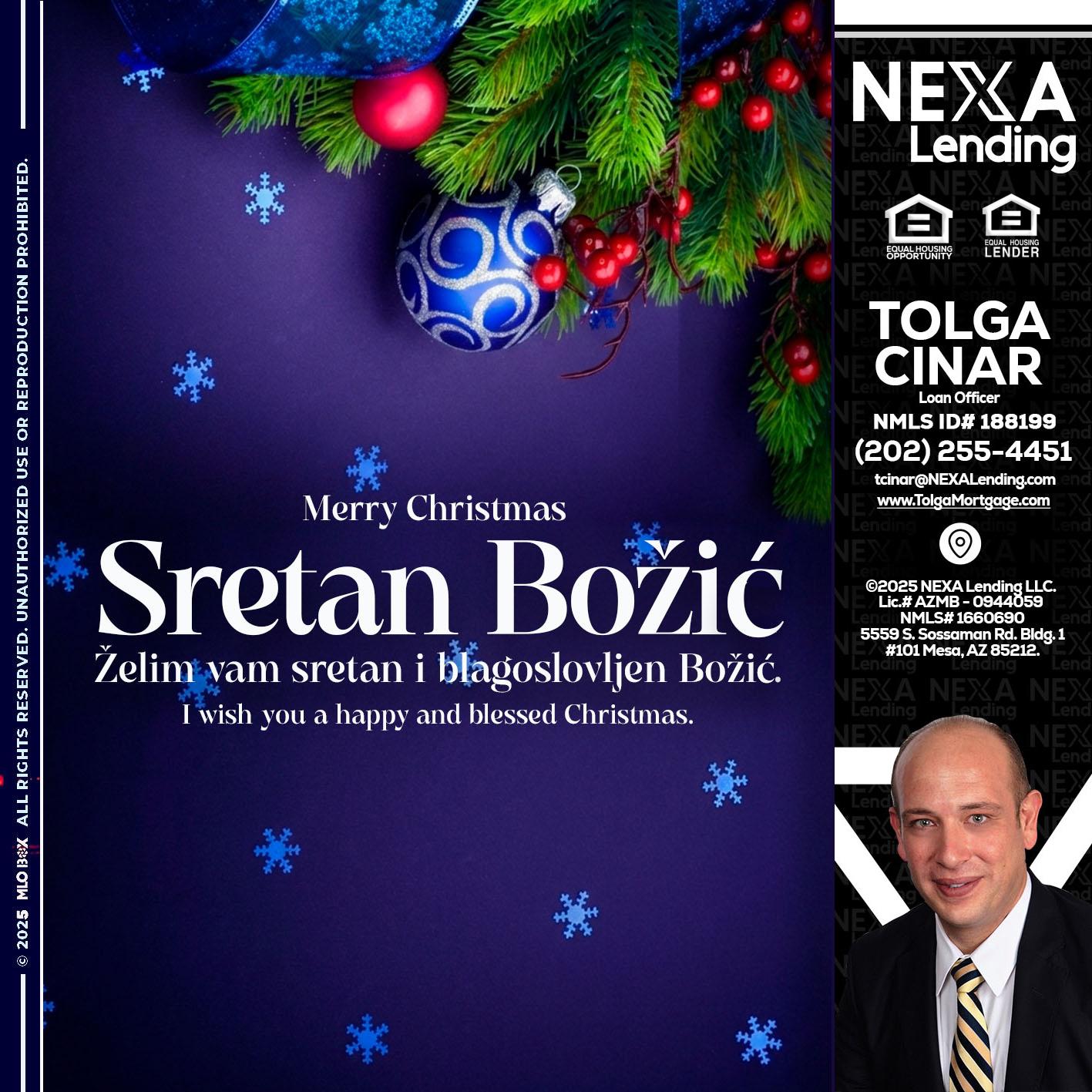 Sretan Božić - Tolga Cinar -Mortgage Loan Originator