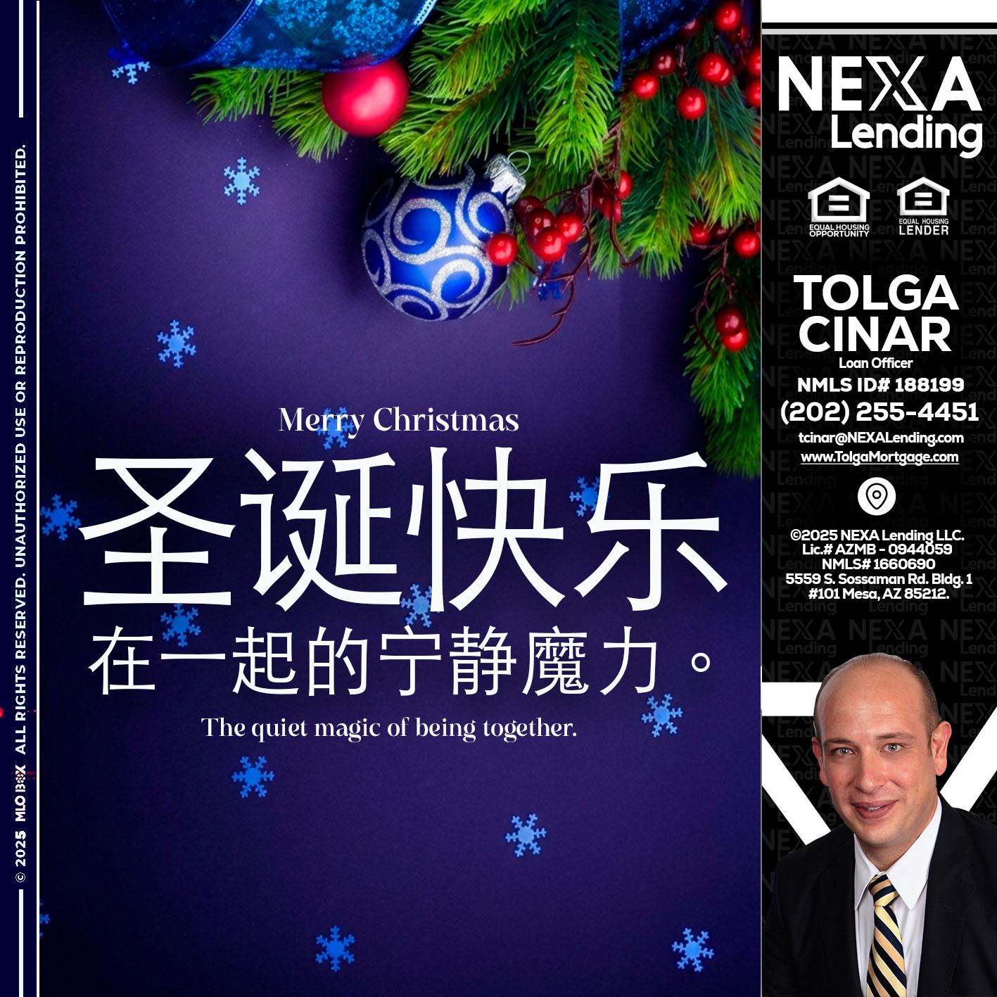 圣诞快乐 在一起的宁静魔力。 - Tolga Cinar -Mortgage Loan Originator