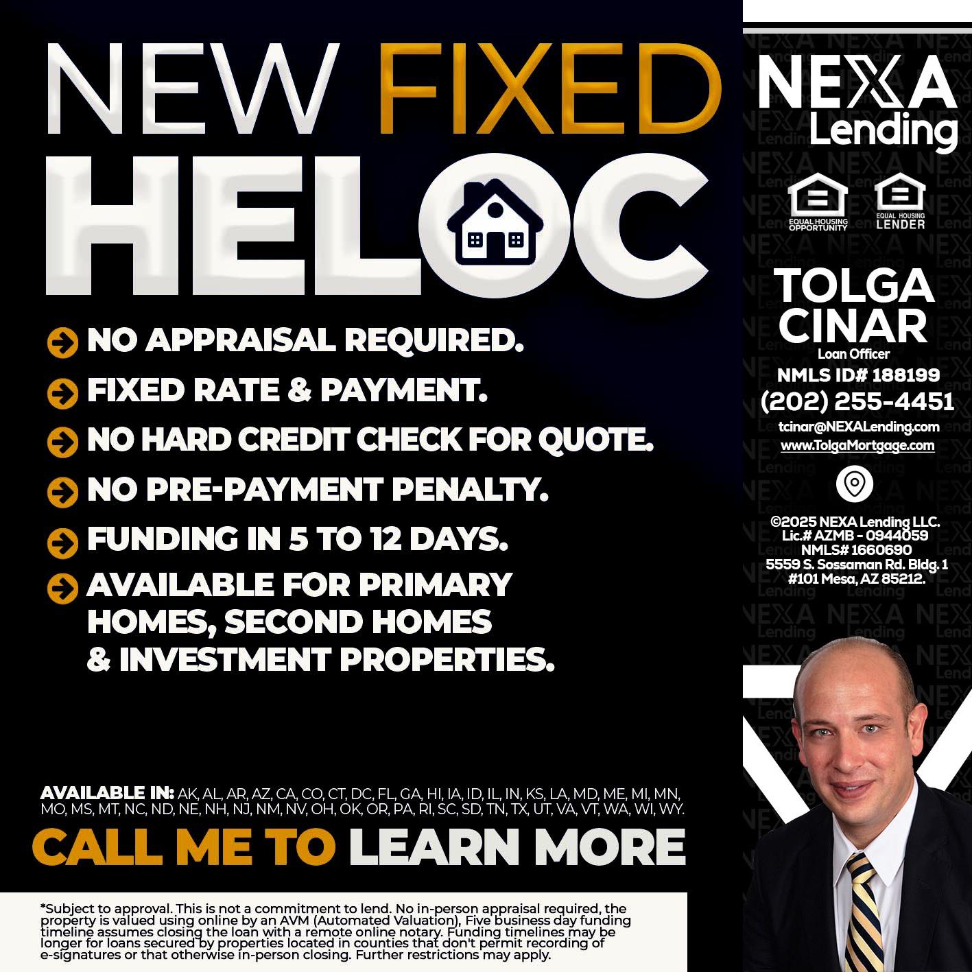 HELOC - Tolga Cinar -Mortgage Loan Originator