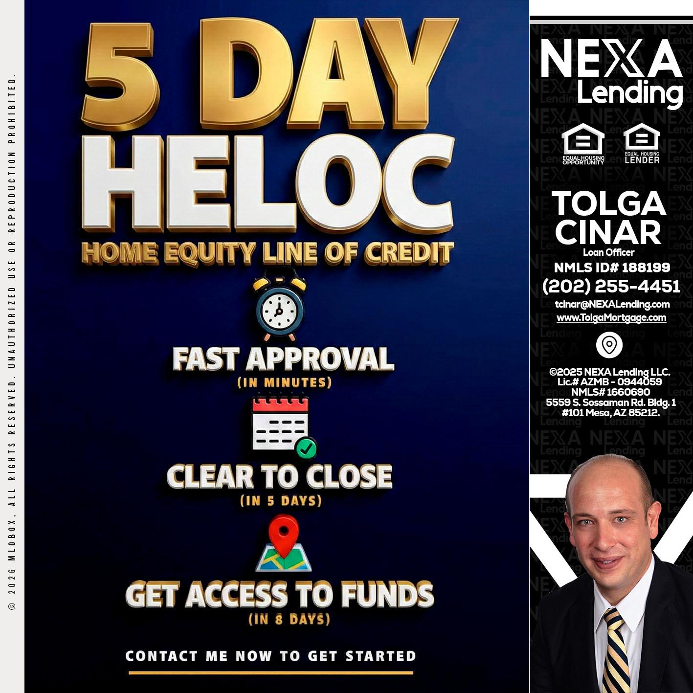 5 day hello - Tolga Cinar -Mortgage Loan Originator