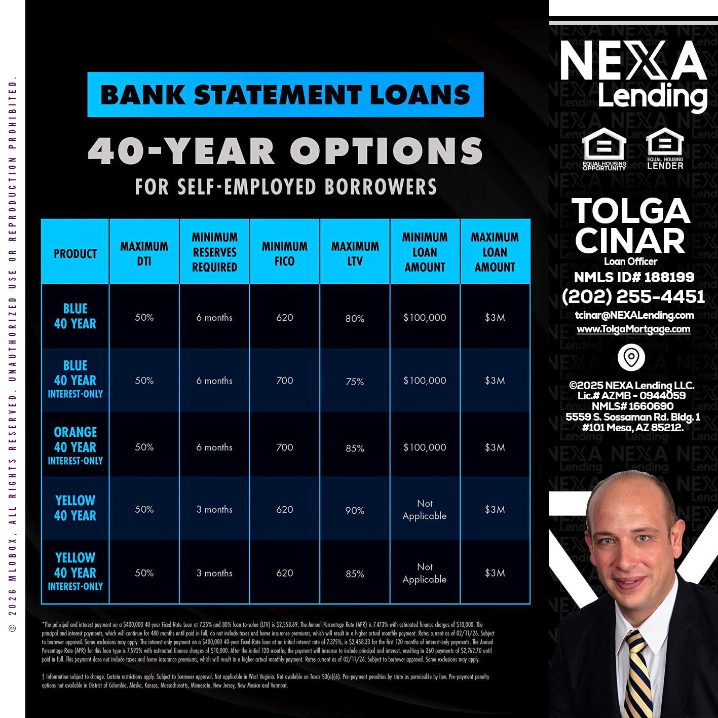 40 YR. OPTIONS - Tolga Cinar -Mortgage Loan Originator