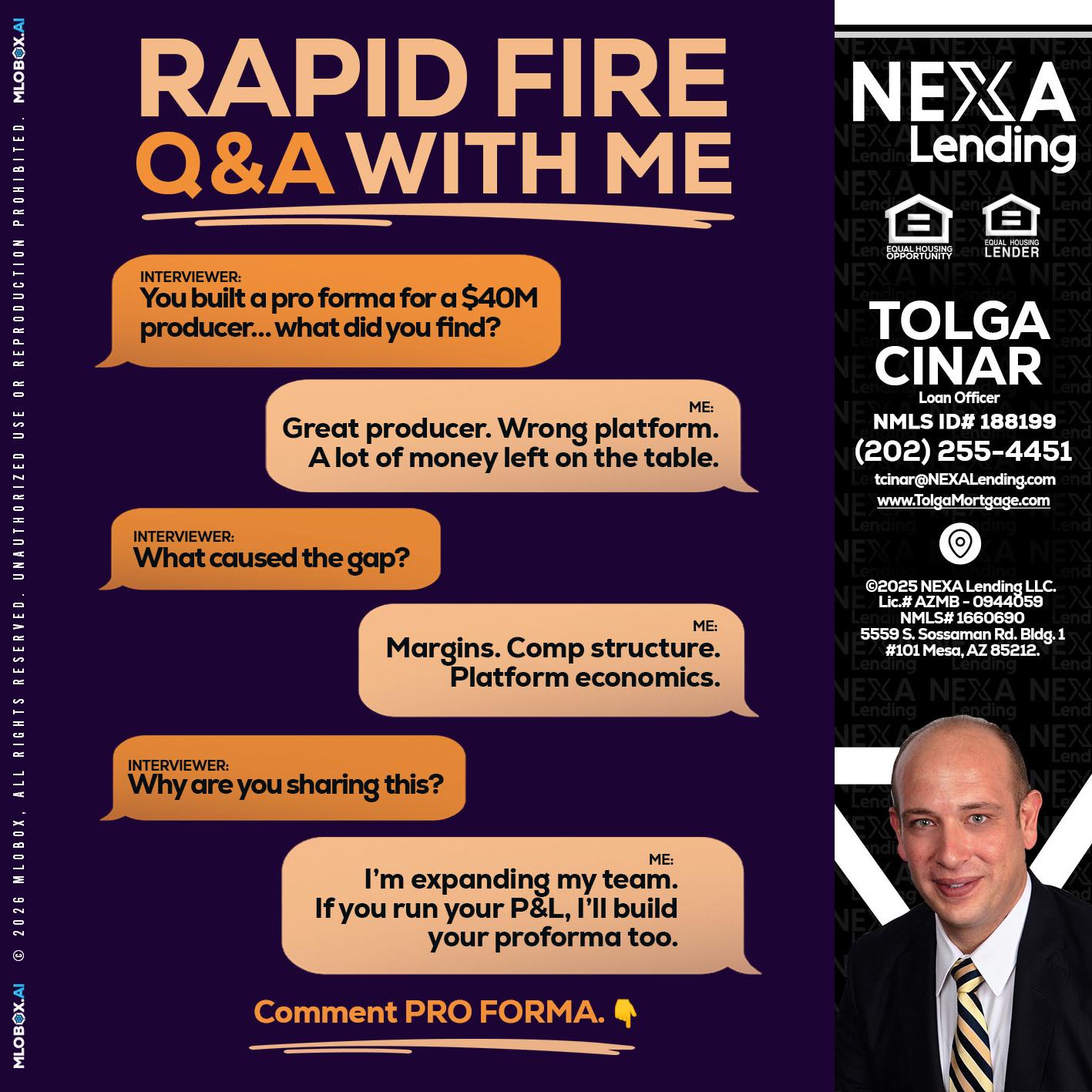 RAPID FIRE - Tolga Cinar -Mortgage Loan Originator