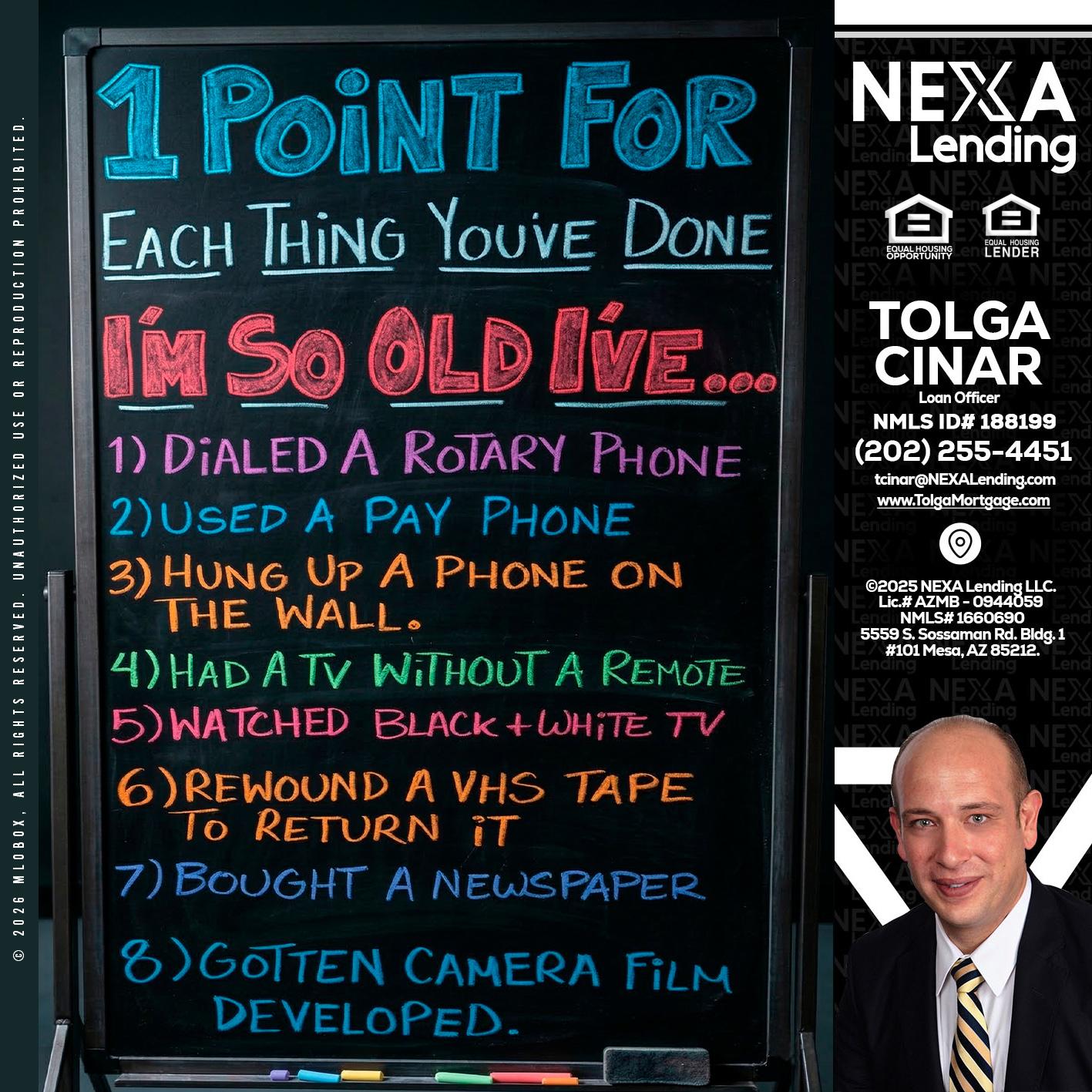 1 point for - Tolga Cinar -Mortgage Loan Originator