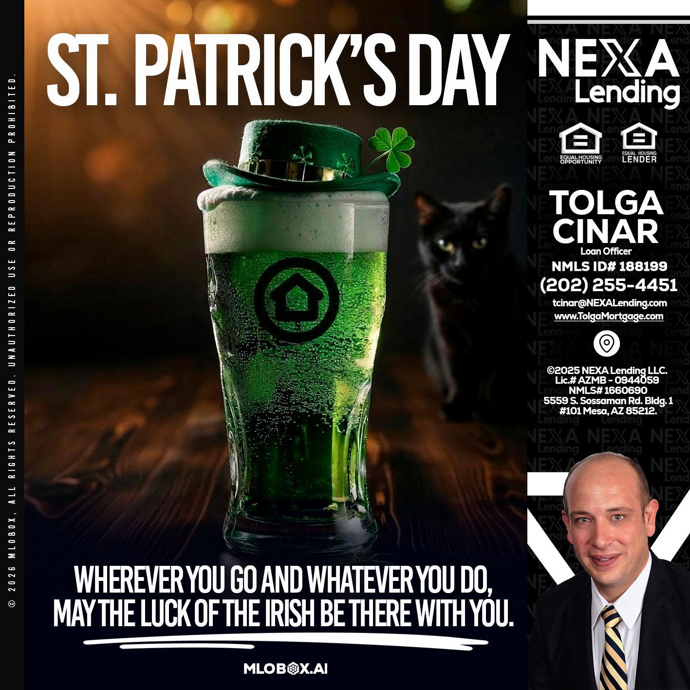st. Patricks day - Tolga Cinar -Mortgage Loan Originator
