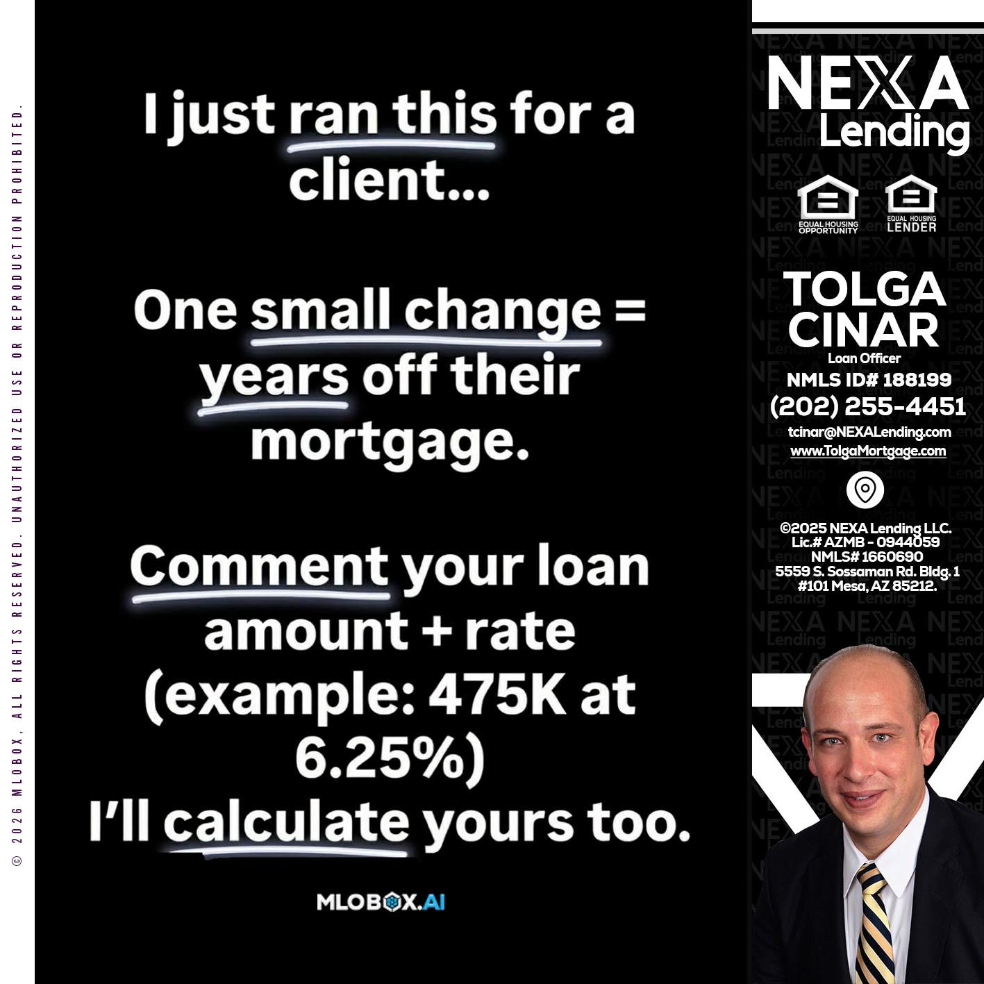 I JUST RAN - Tolga Cinar -Mortgage Loan Originator