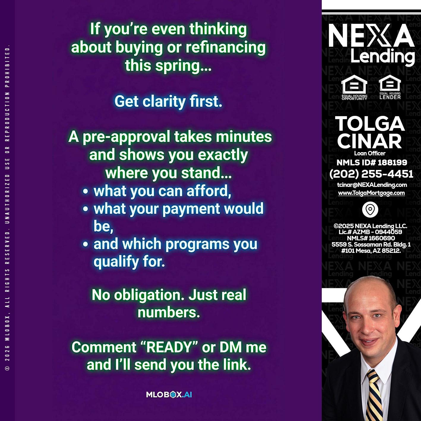 IF YOU THINKING - Tolga Cinar -Mortgage Loan Originator