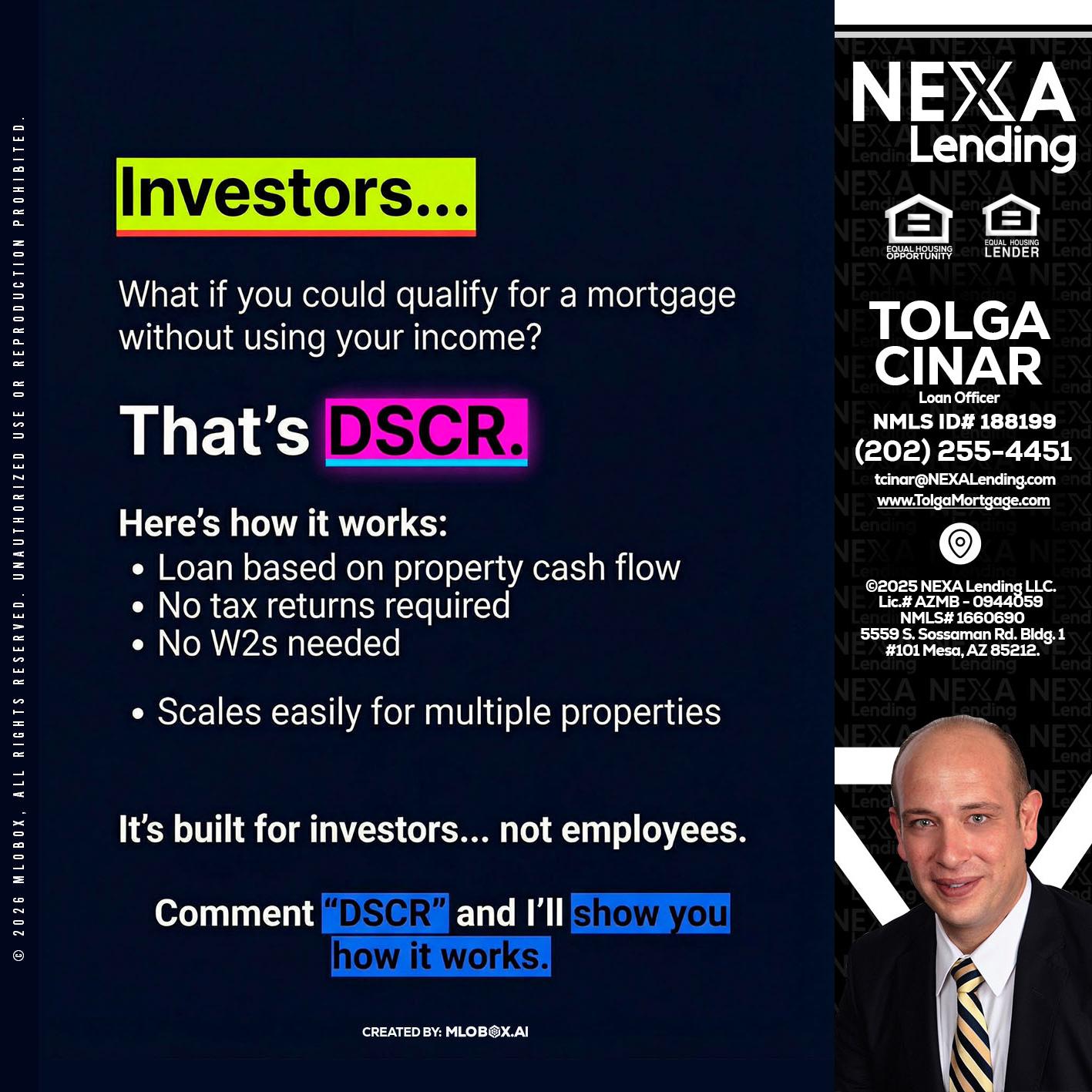 INVESTORS - Tolga Cinar -Mortgage Loan Originator