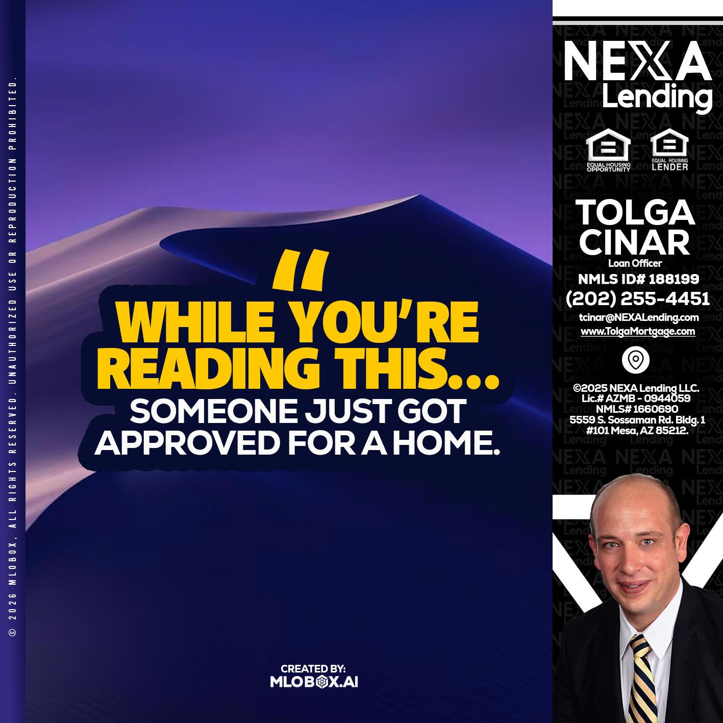 WHILE YOU - Tolga Cinar -Mortgage Loan Originator