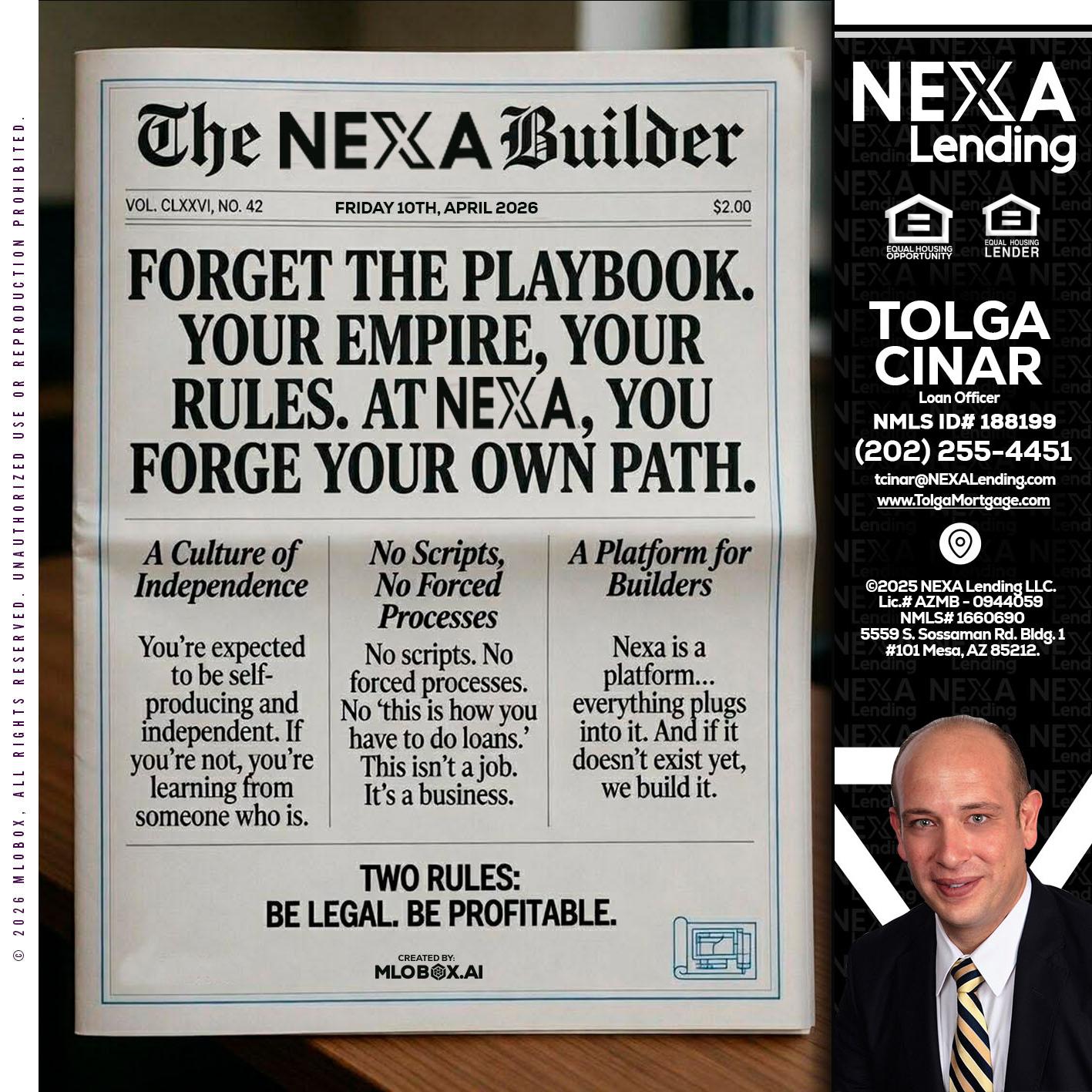 THE NEXA BUILDER - Tolga Cinar -Mortgage Loan Originator
